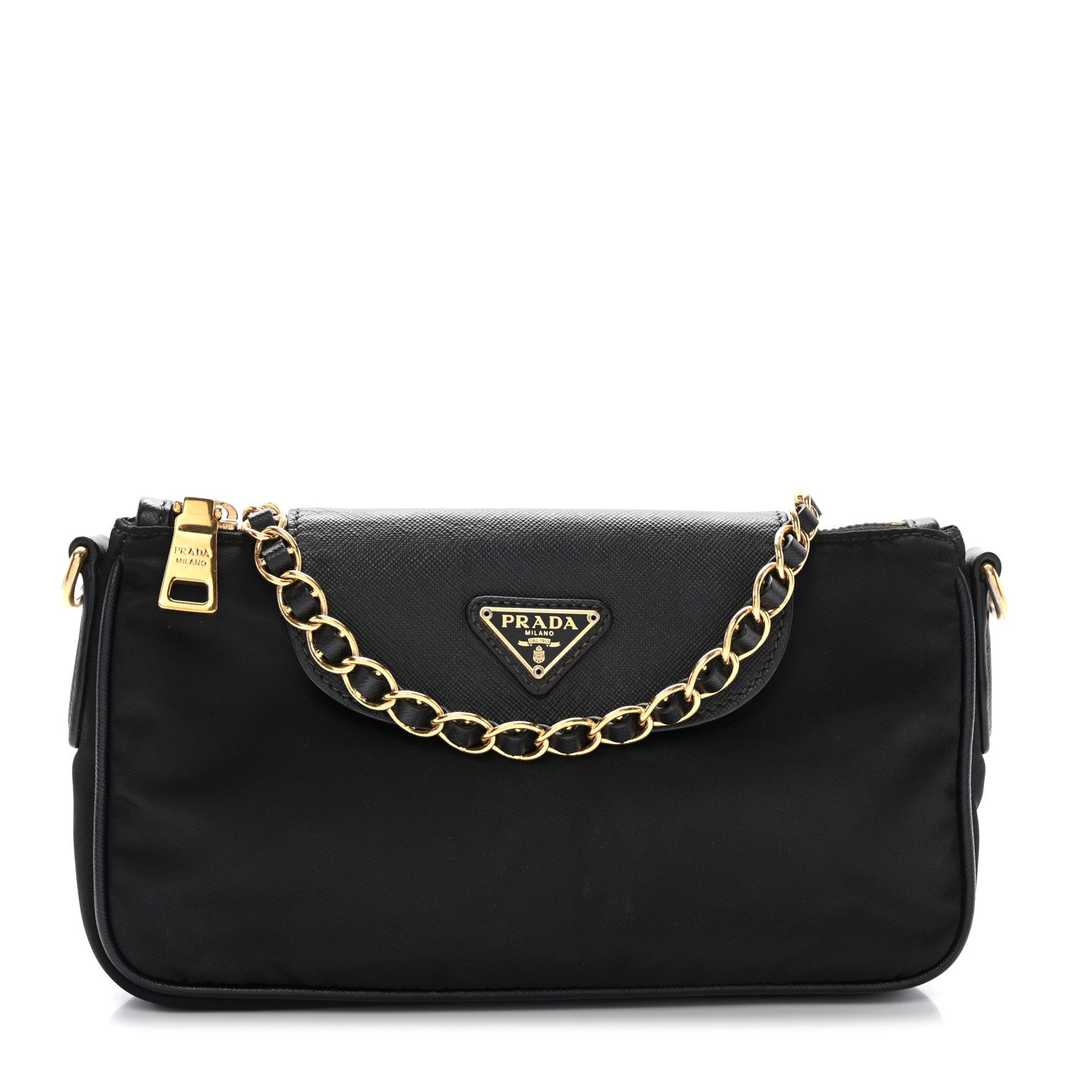 Prada Tessuto Nylon Saffiano Crossbody Bag Black 1818422