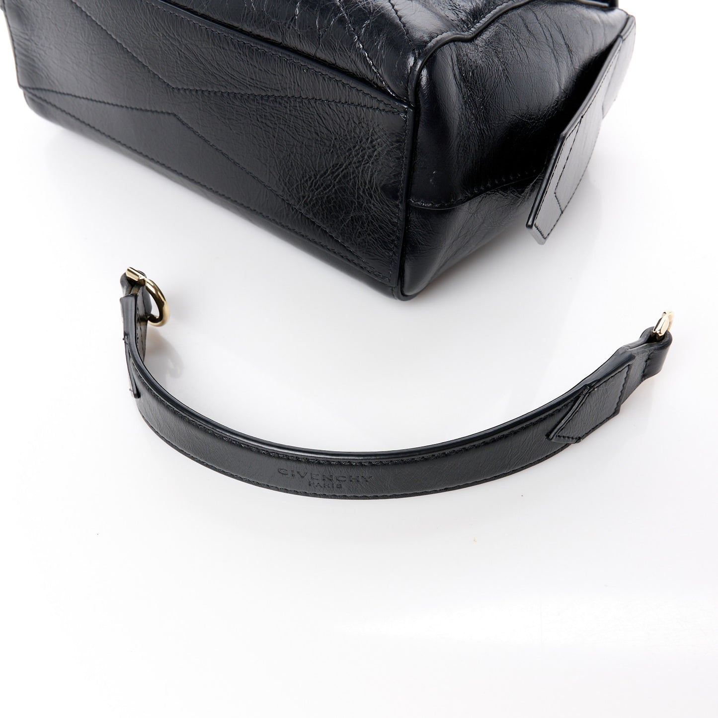 Creased Patent Calfskin Small ID Flap Black