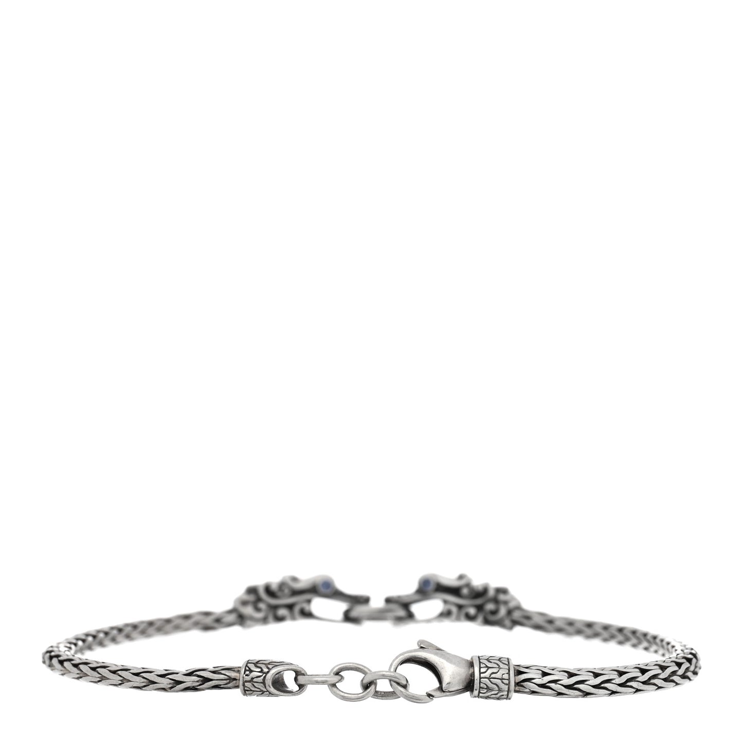 Sterling Silver Blue Sapphire Double Dragon Head Legends Naga Bracelet