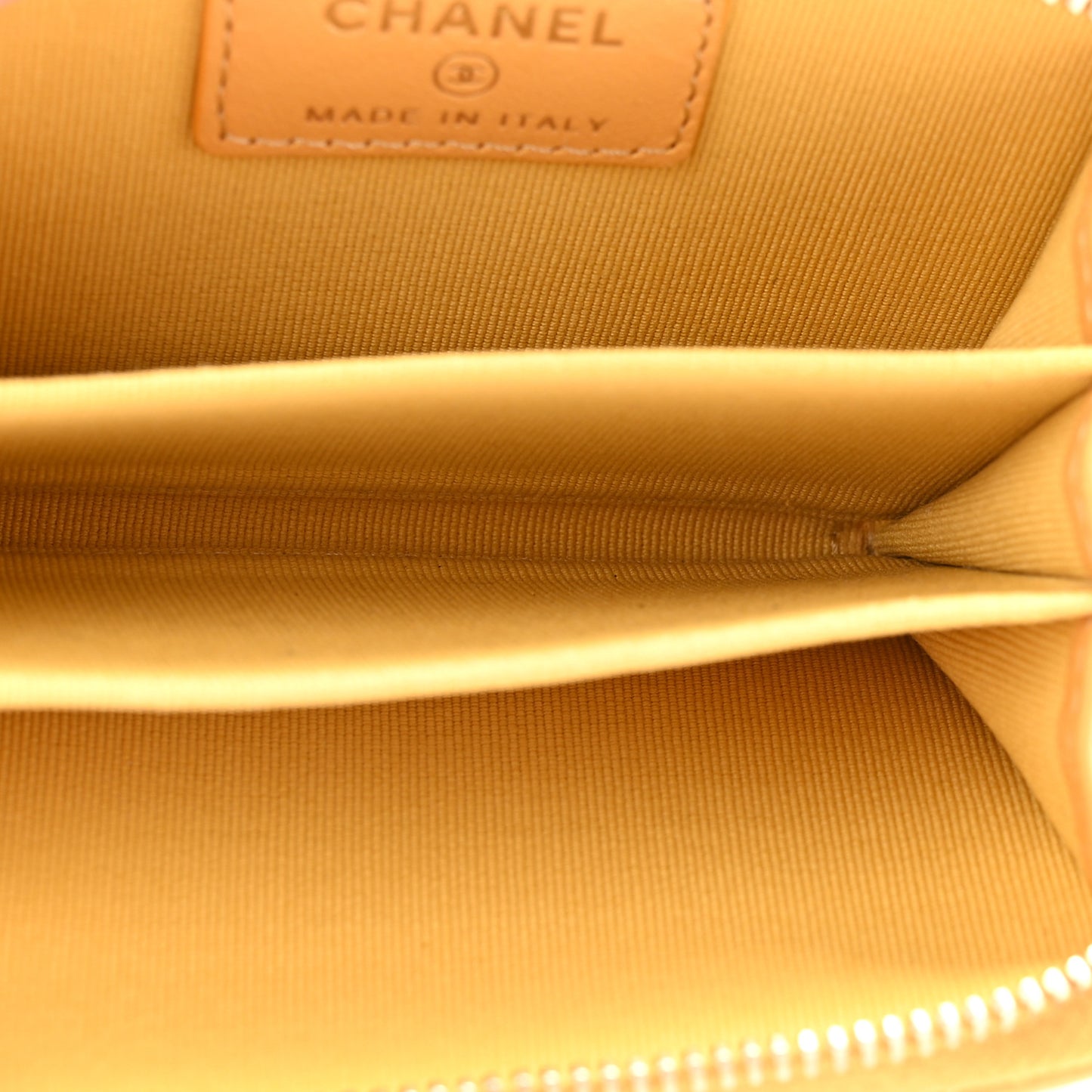 Metallic Lambskin Quilted Zip Around Coin Purse Wallet Yellow