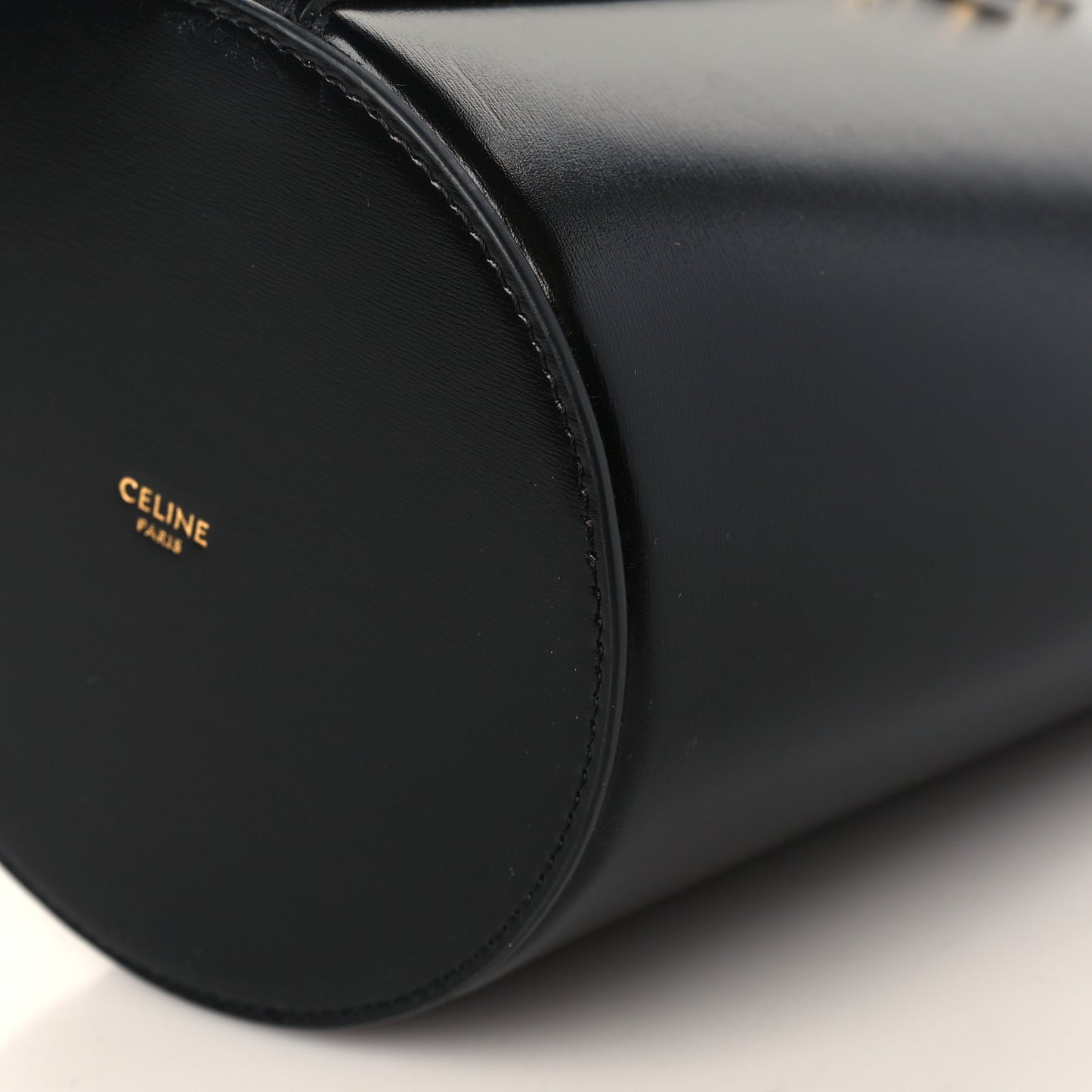 Shiny Calfskin Triomphe Bucket Bag Black
