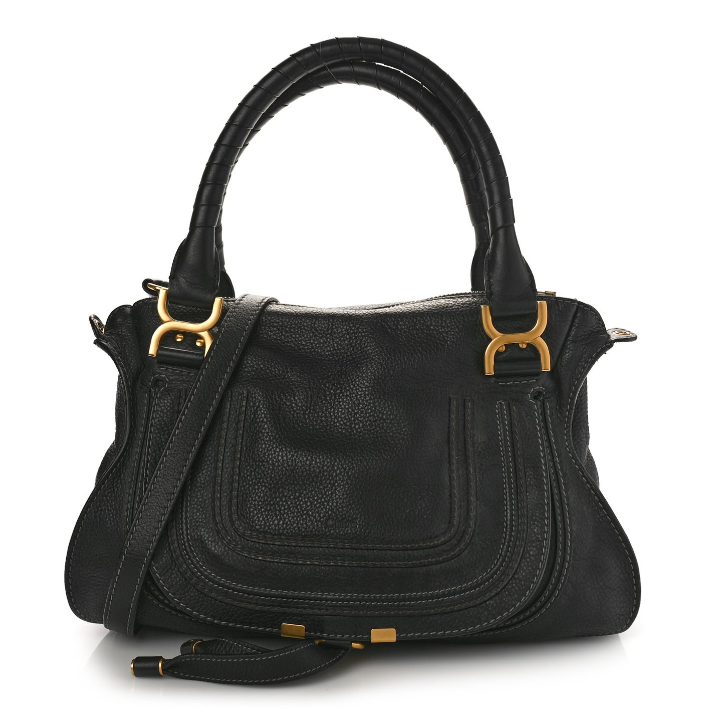 Calfskin Medium Marcie Satchel Black