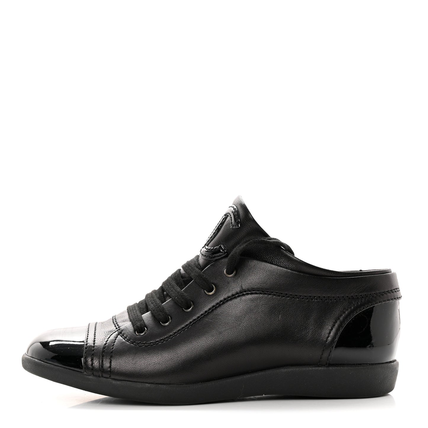 Lambskin Patent Cap Toe CC Sneakers 36 Black