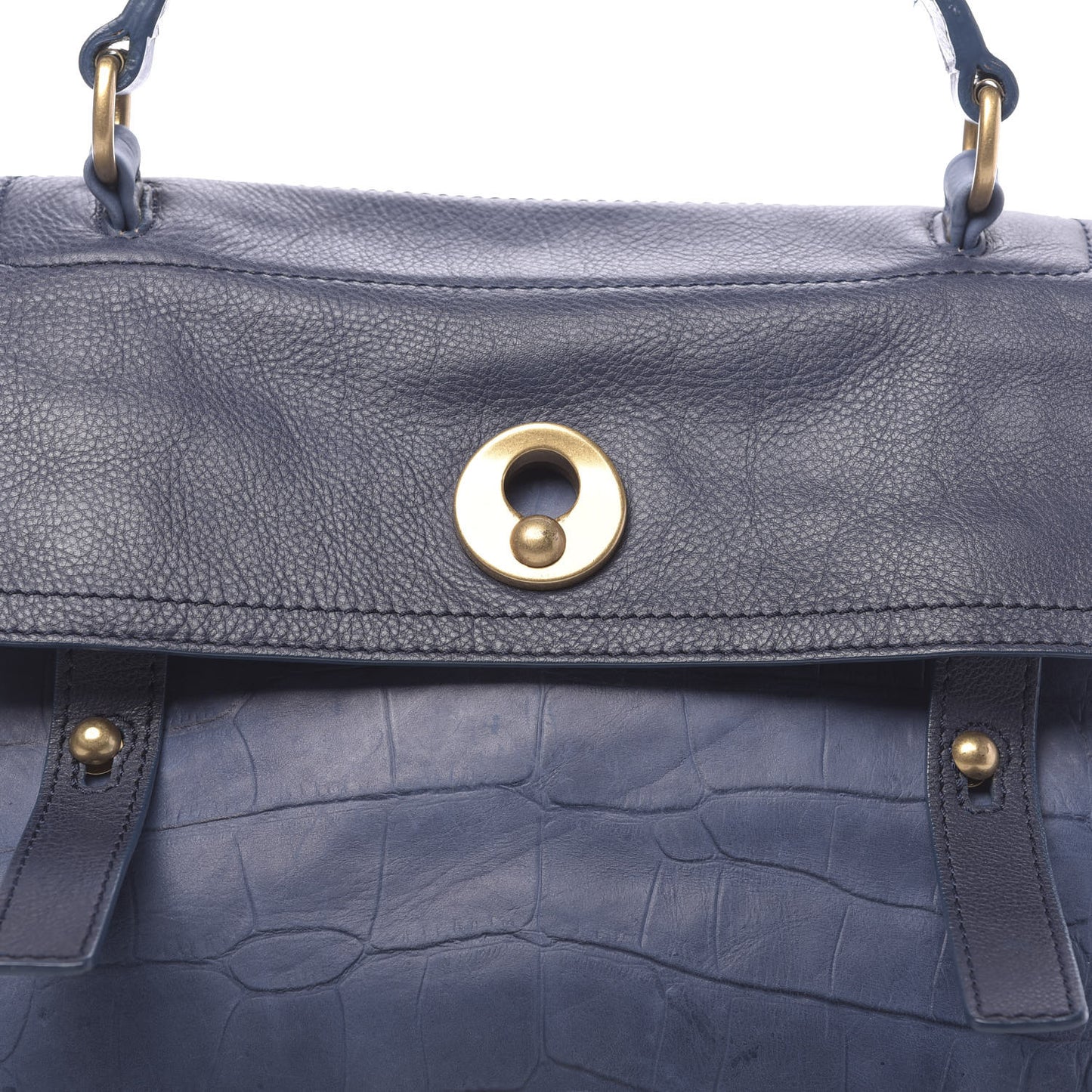 Calfskin Nubuck Crocodile Embossed Medium Muse Two Blue