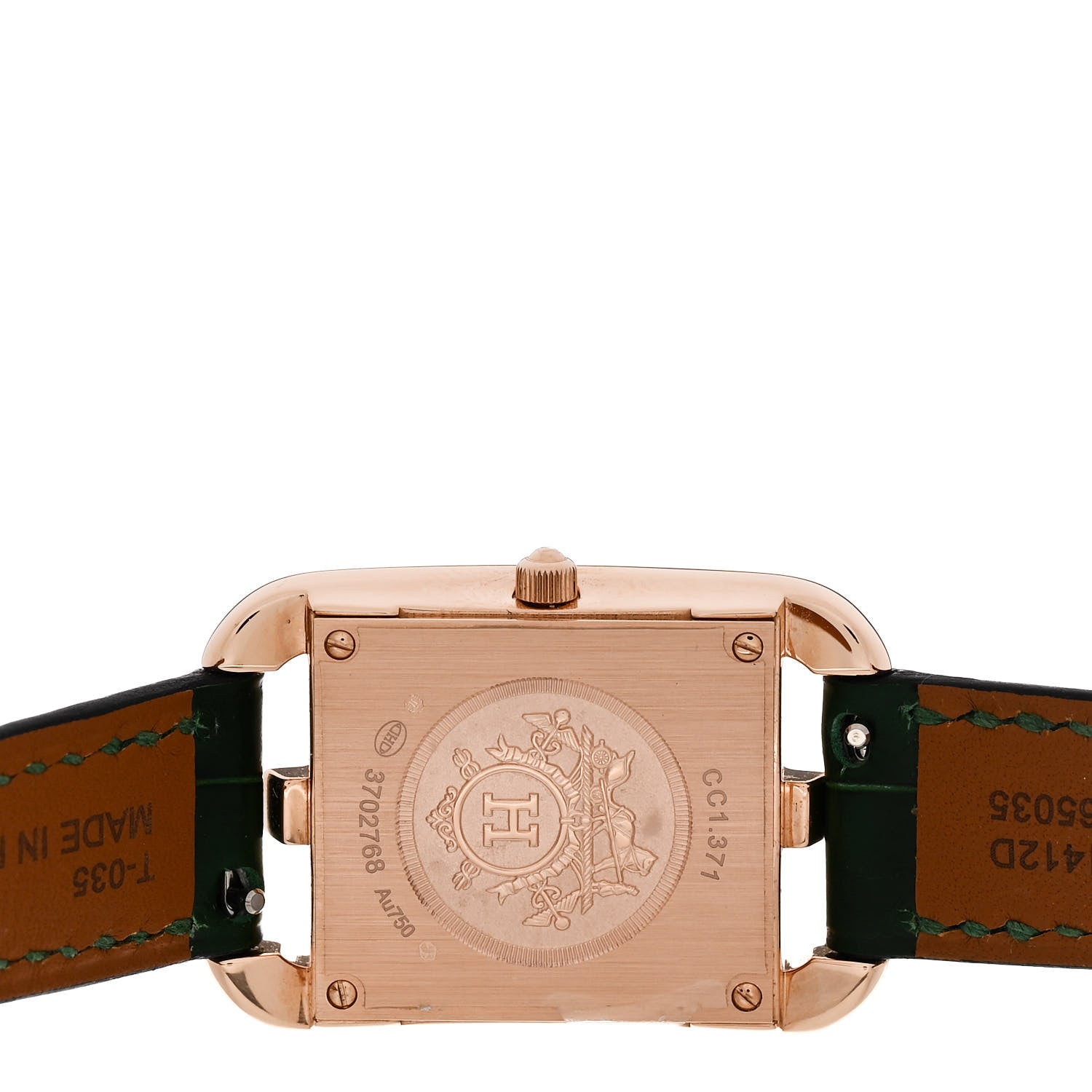 Hermes 18K Rose Gold Alligator Diamond Bezel Jade 23mm Cape Cod Chaine d'Ancre Joaillier Quartz Watch Vert Moyen 4 of 5