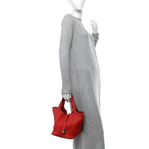Taurillon Clemence Picotin Lock 22 MM Rouge Pivoine