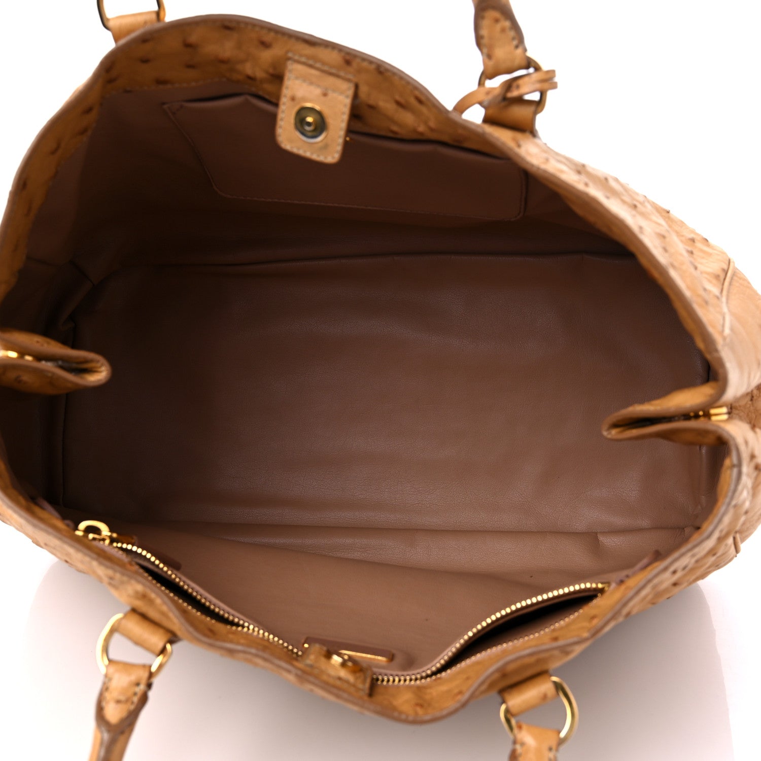 Prada Ostrich Executive Tote Cognac 5 of 13