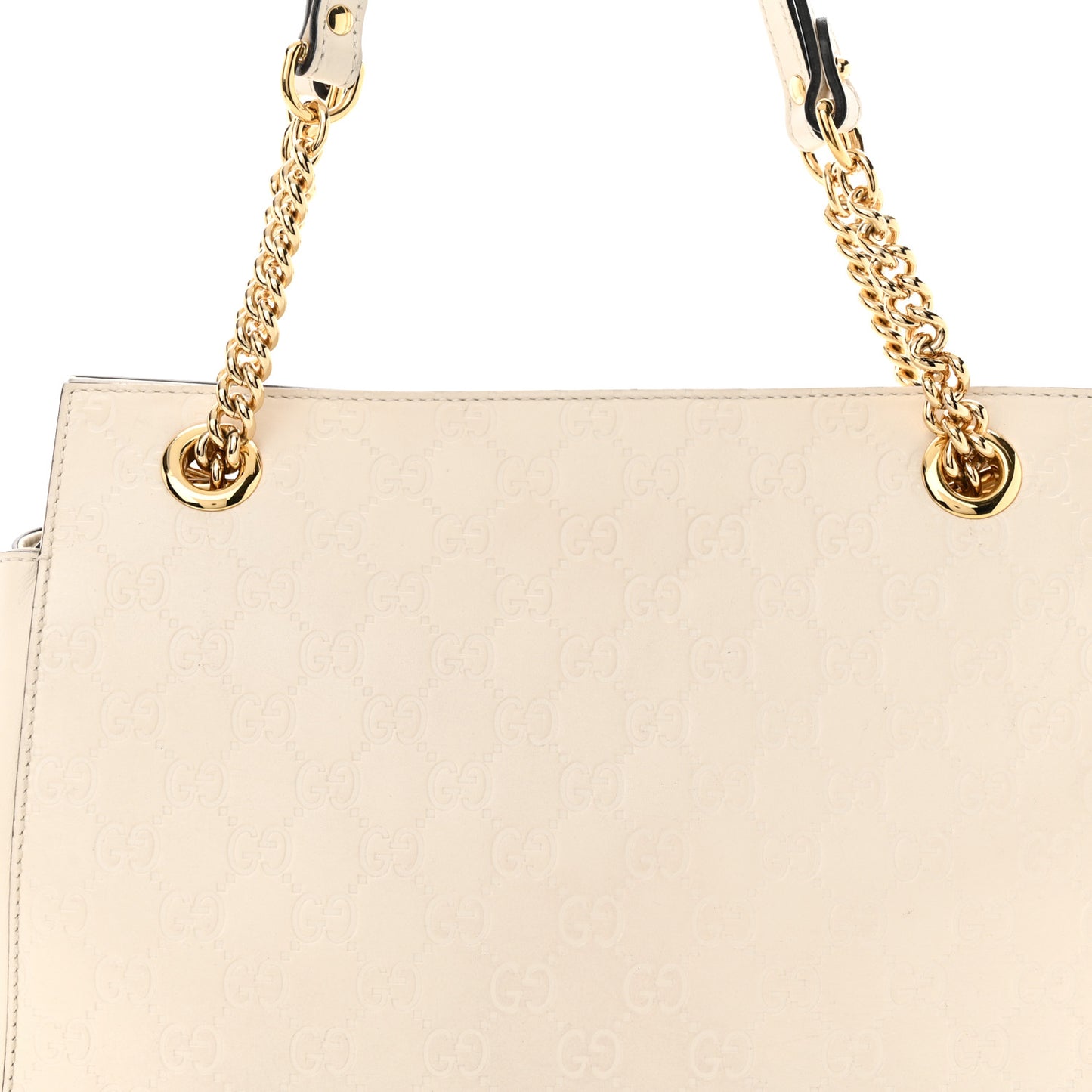 Guccissima Signature Medium Shoulder Tote Bag Mystic White
