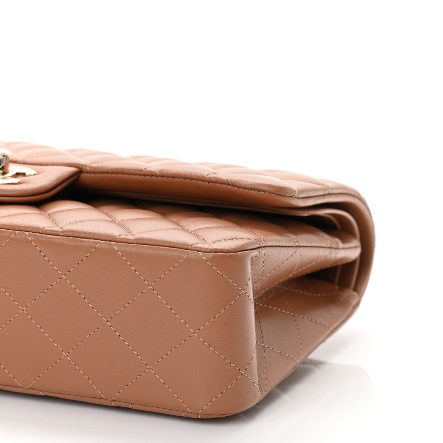 Lambskin Quilted Medium Double Flap Brown