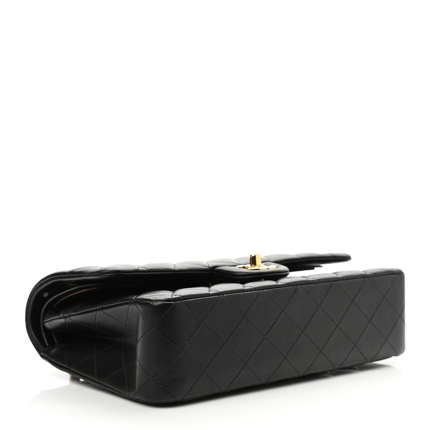 Lambskin Quilted Medium Double Flap Black