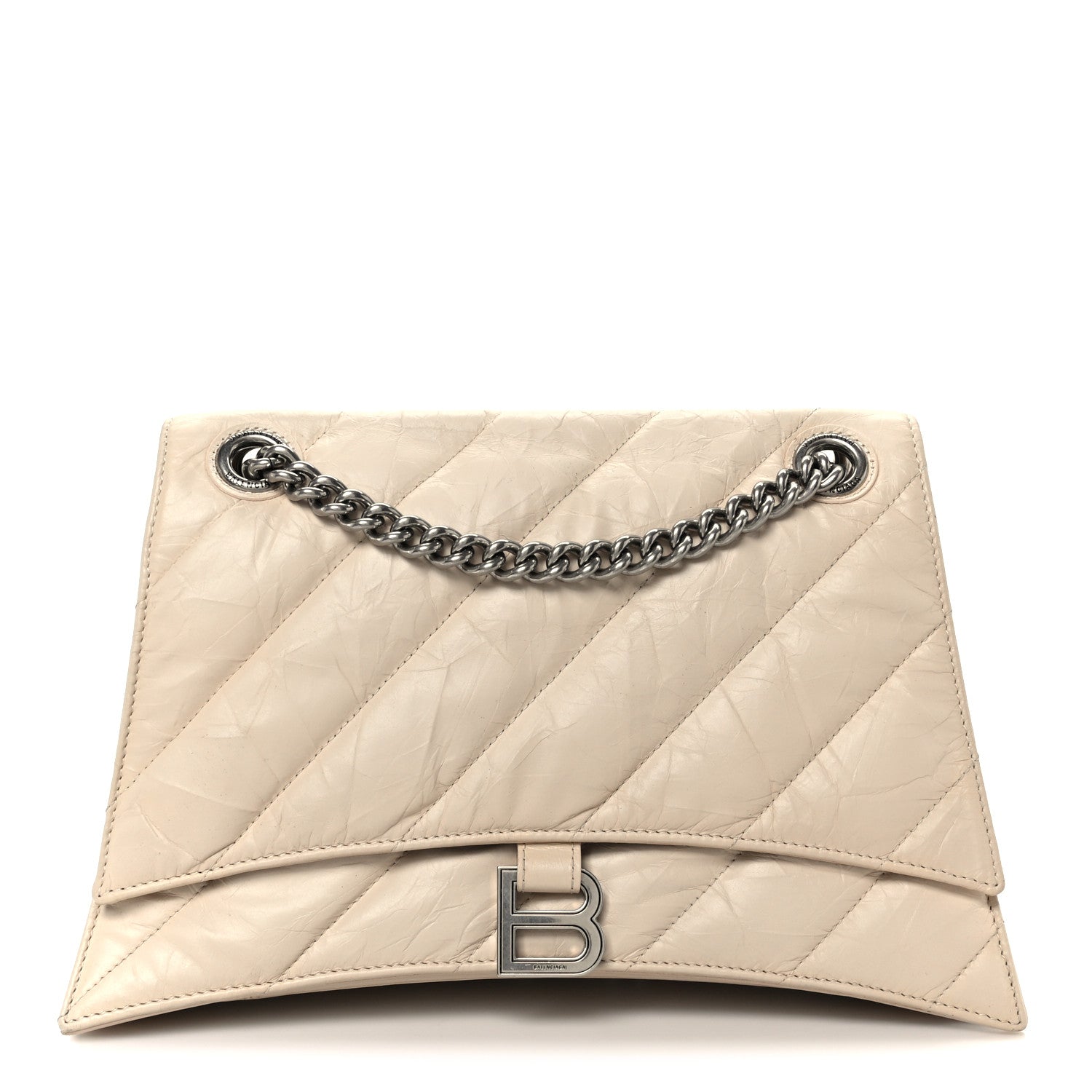 Balenciaga Crushed Calfskin Quilted Medium Crush Chain Bag Nude