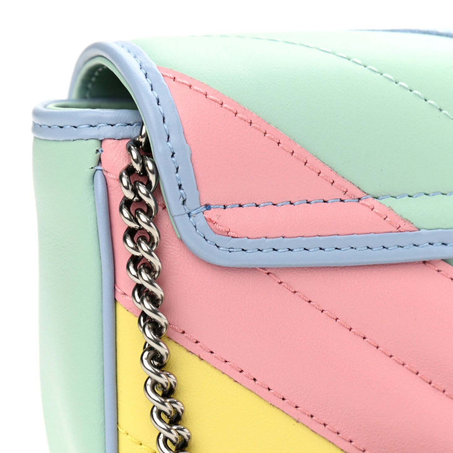 Calfskin Matelasse Diagonal Super Mini GG Marmont Shoulder Bag Multicolor Pastel