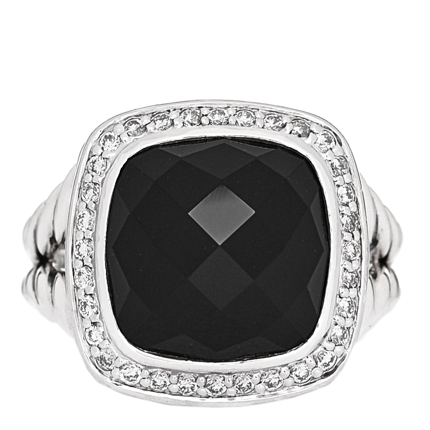 Sterling Silver Diamond Black Onyx 11mm Albion Ring 49 5