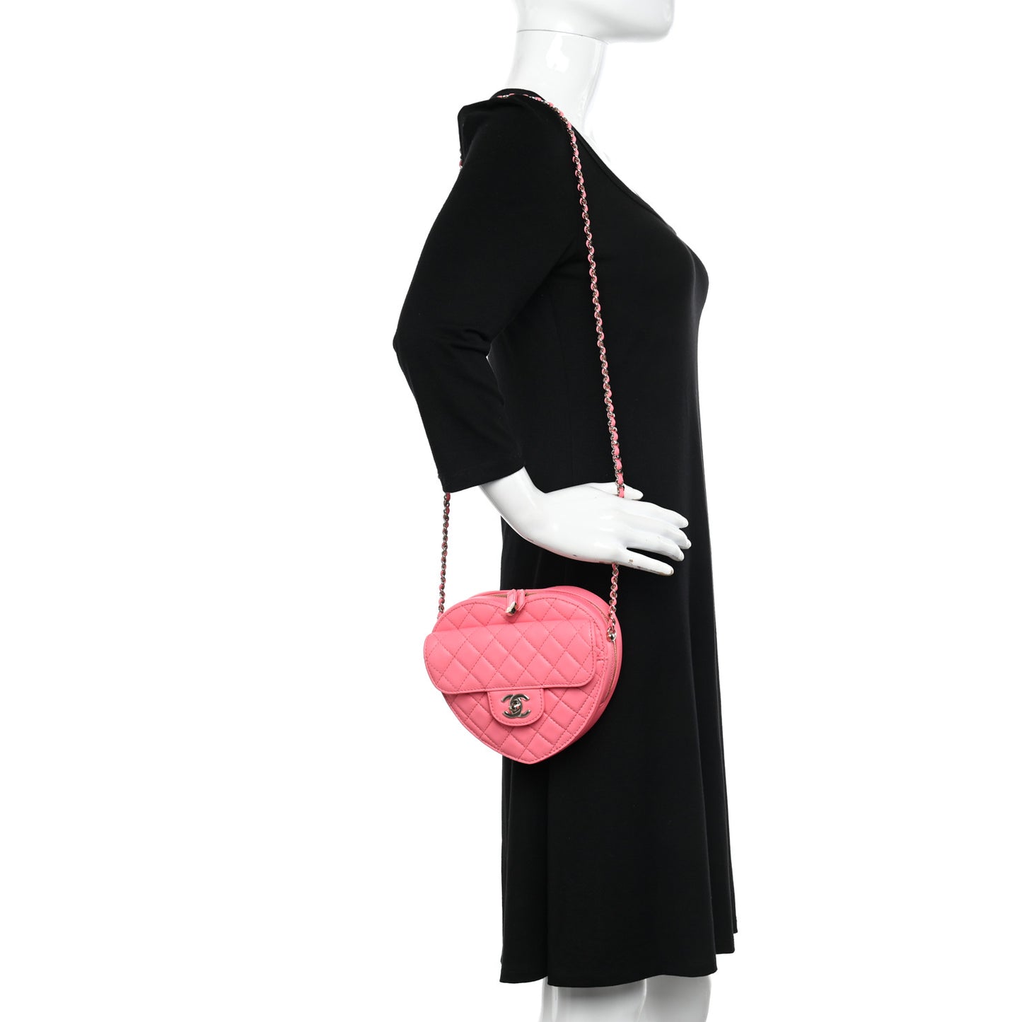 Lambskin Quilted CC In Love Heart Bag Pink
