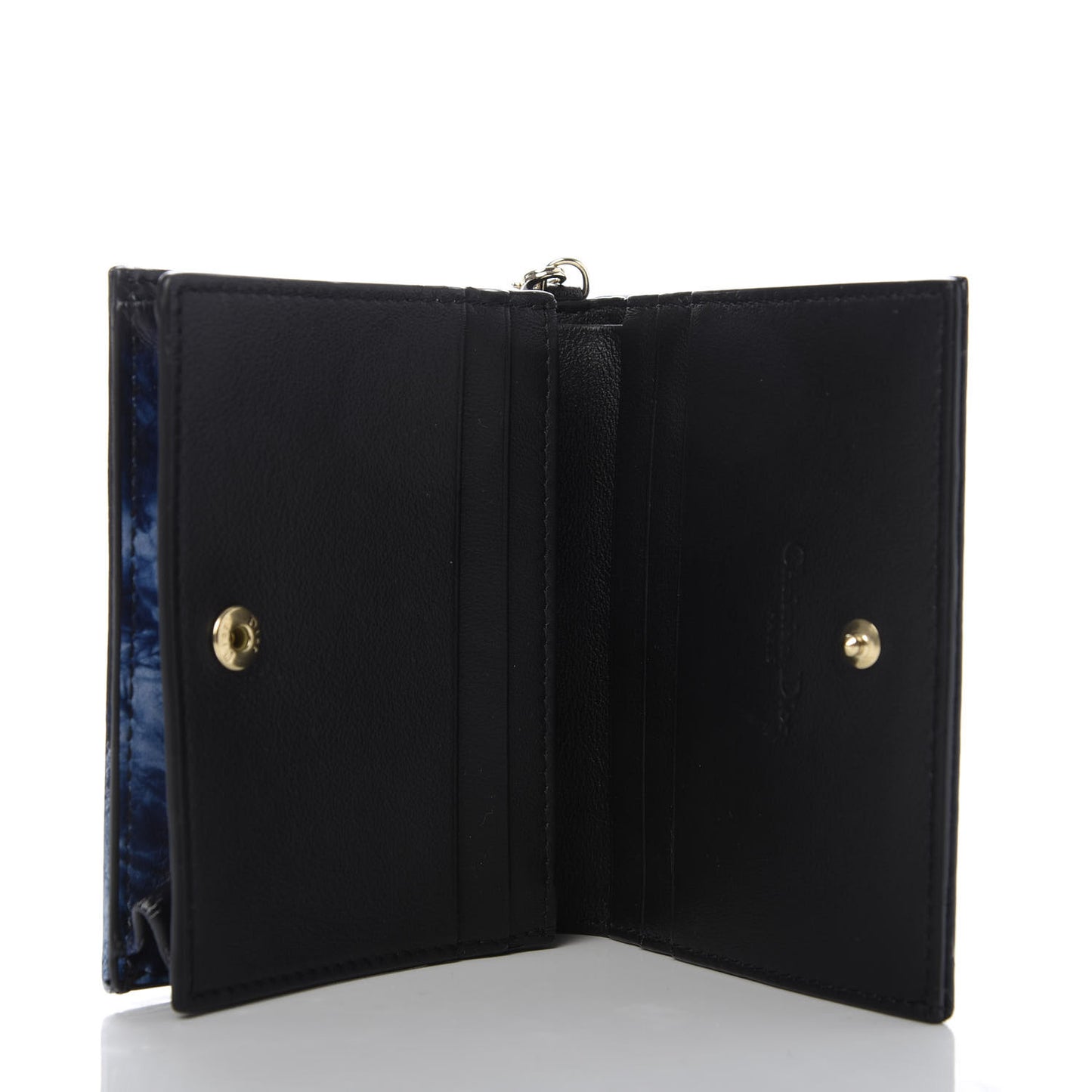 Calfskin Tie Mini Lady Dior Wallet Blue Multicolor
