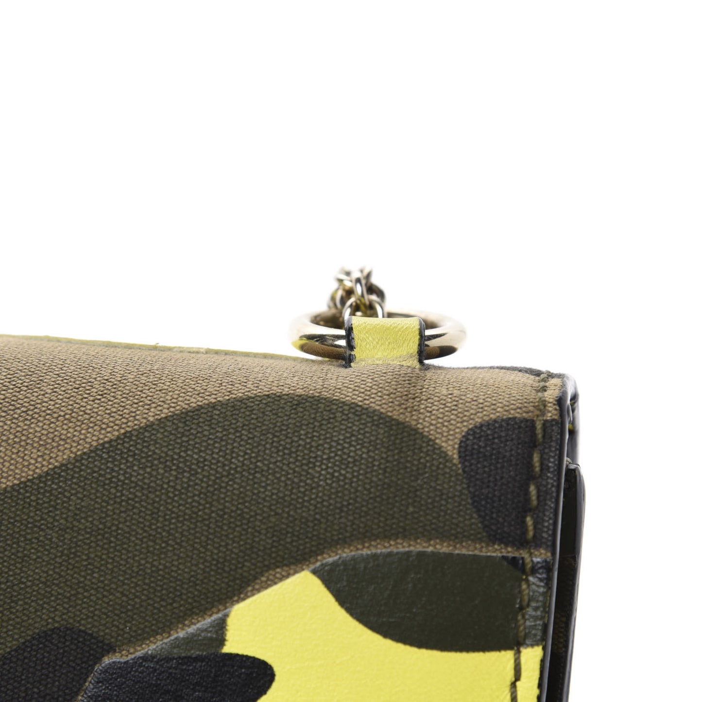 Nappa Canvas Camouflage Medium Glam Lock Rockstud Flap Fluo Yellow