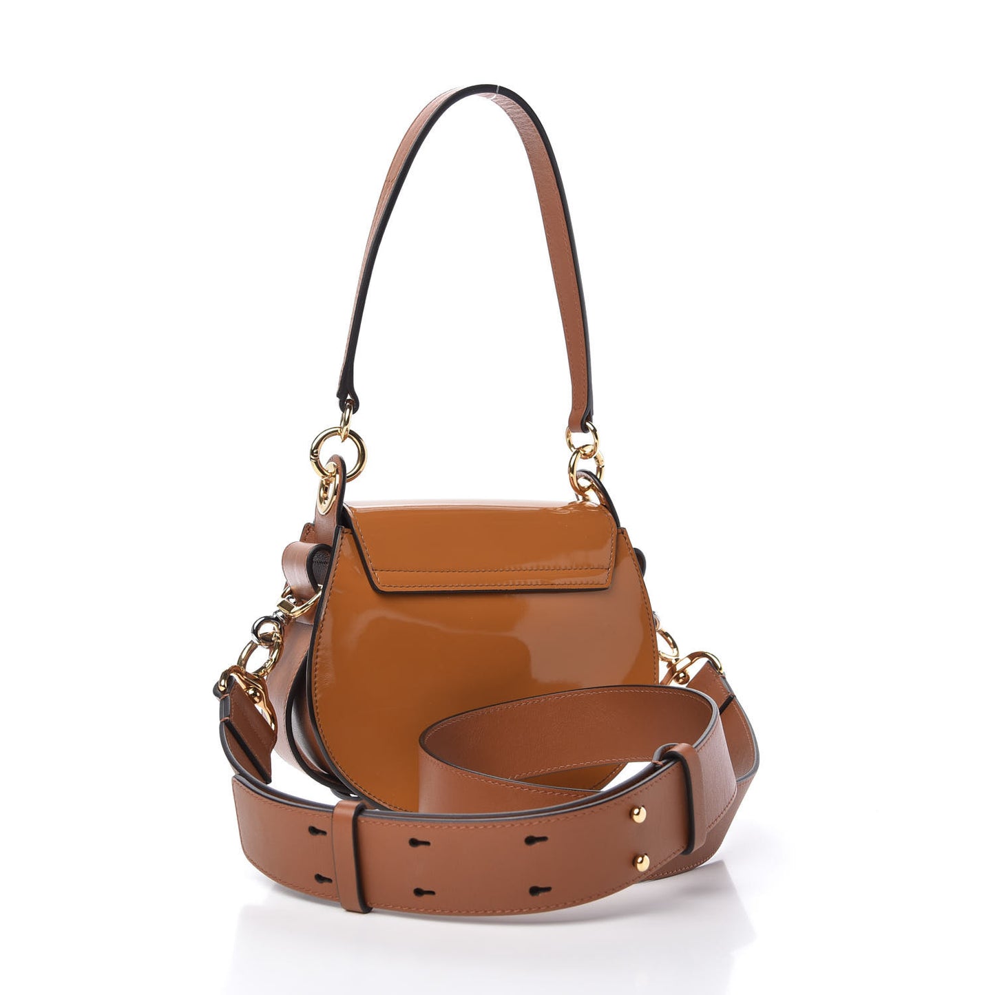 Patent Calfskin Small Tess Bag Caramel
