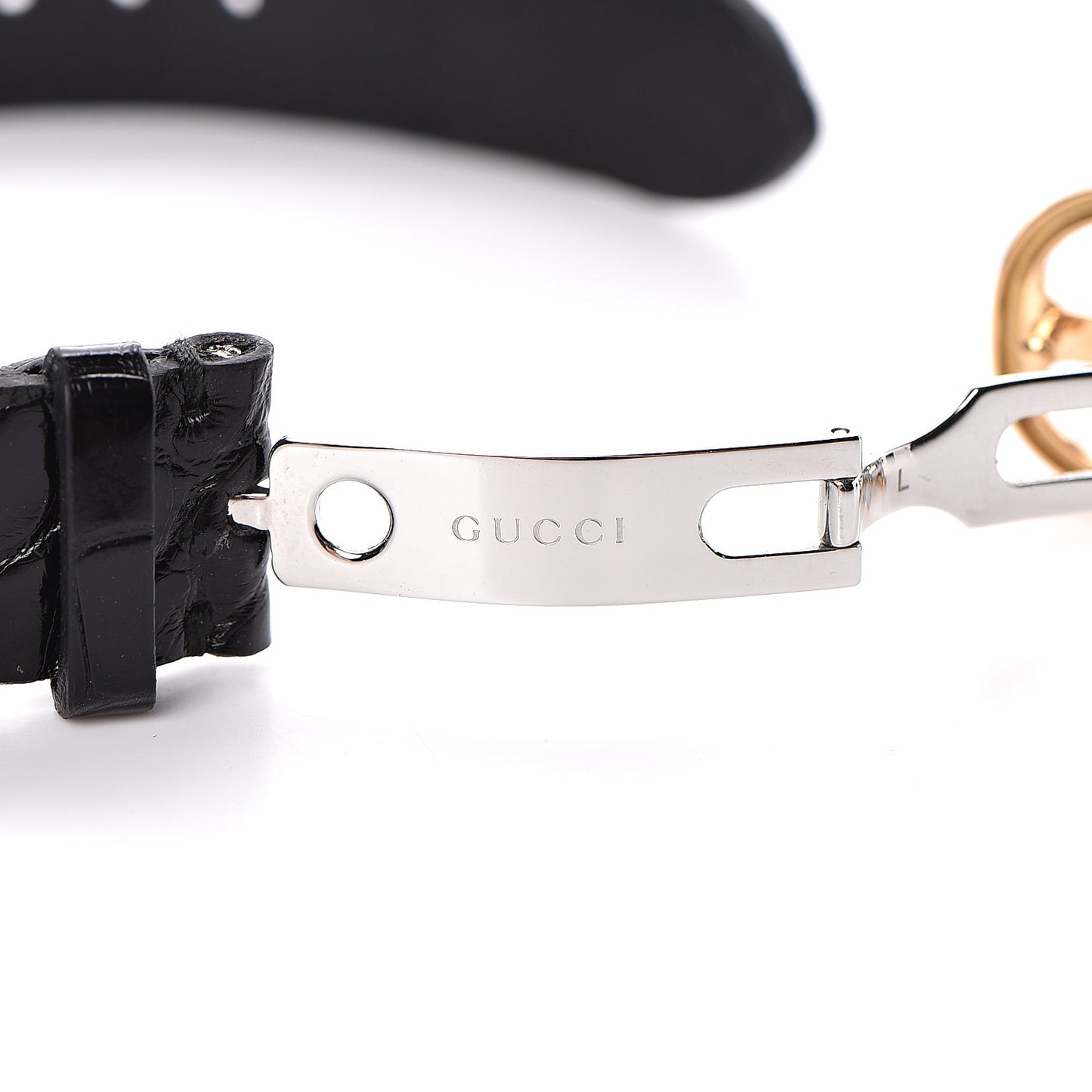 Crocodile Interlocking G Bracelet Large Black