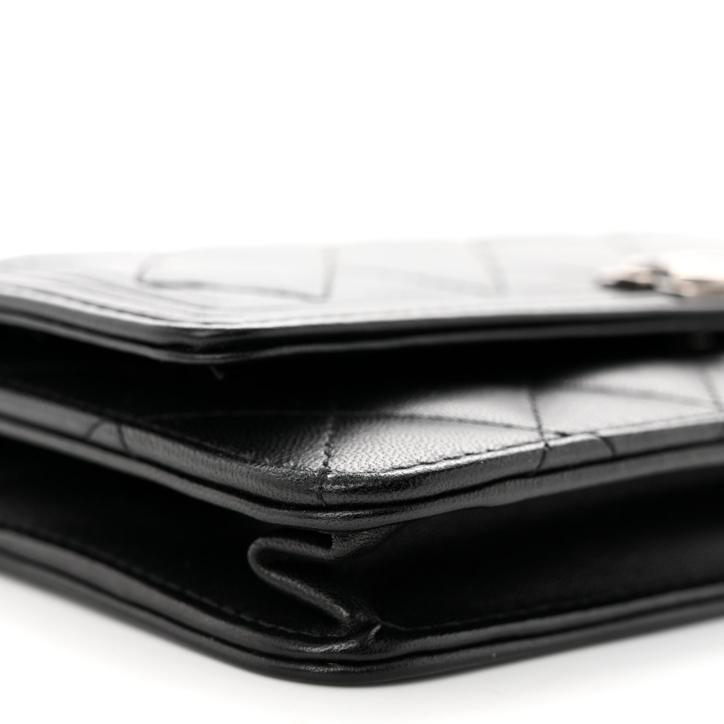 Lambskin Quilted Boy Wallet On Chain WOC Black