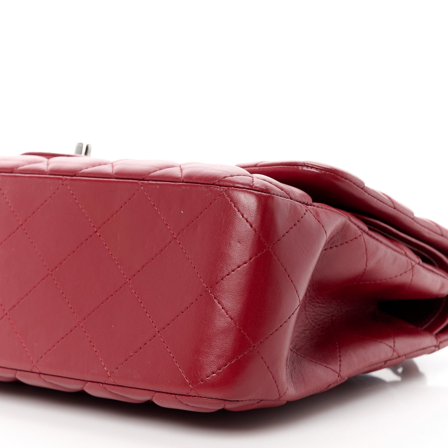 Lambskin Quilted Jumbo Double Flap Dark Red