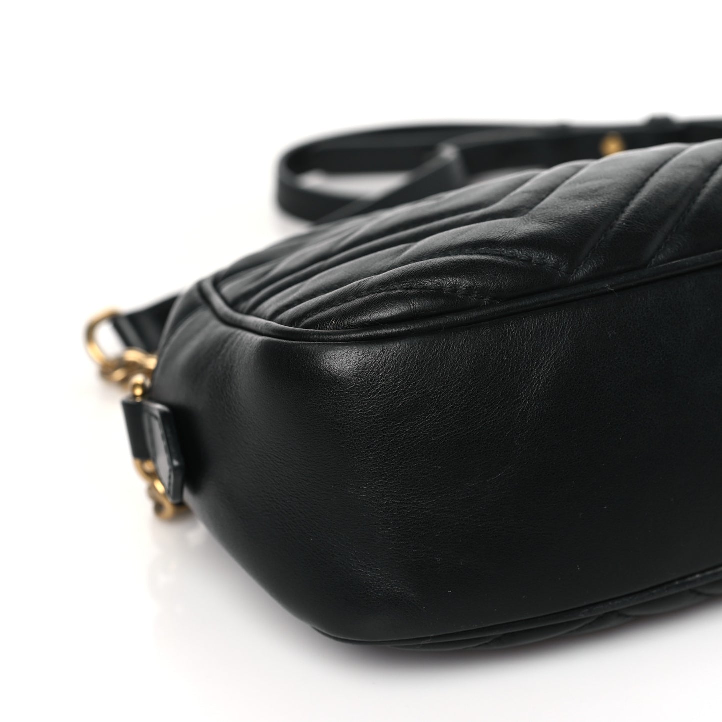 Calfskin Matelasse Small GG Marmont Chain Shoulder Bag Black