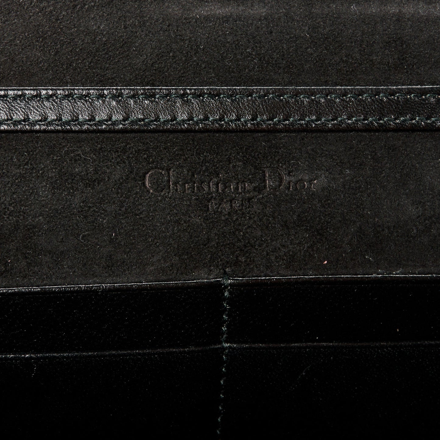 Grained Calfskin Diorama Wallet on Chain Pouch Black