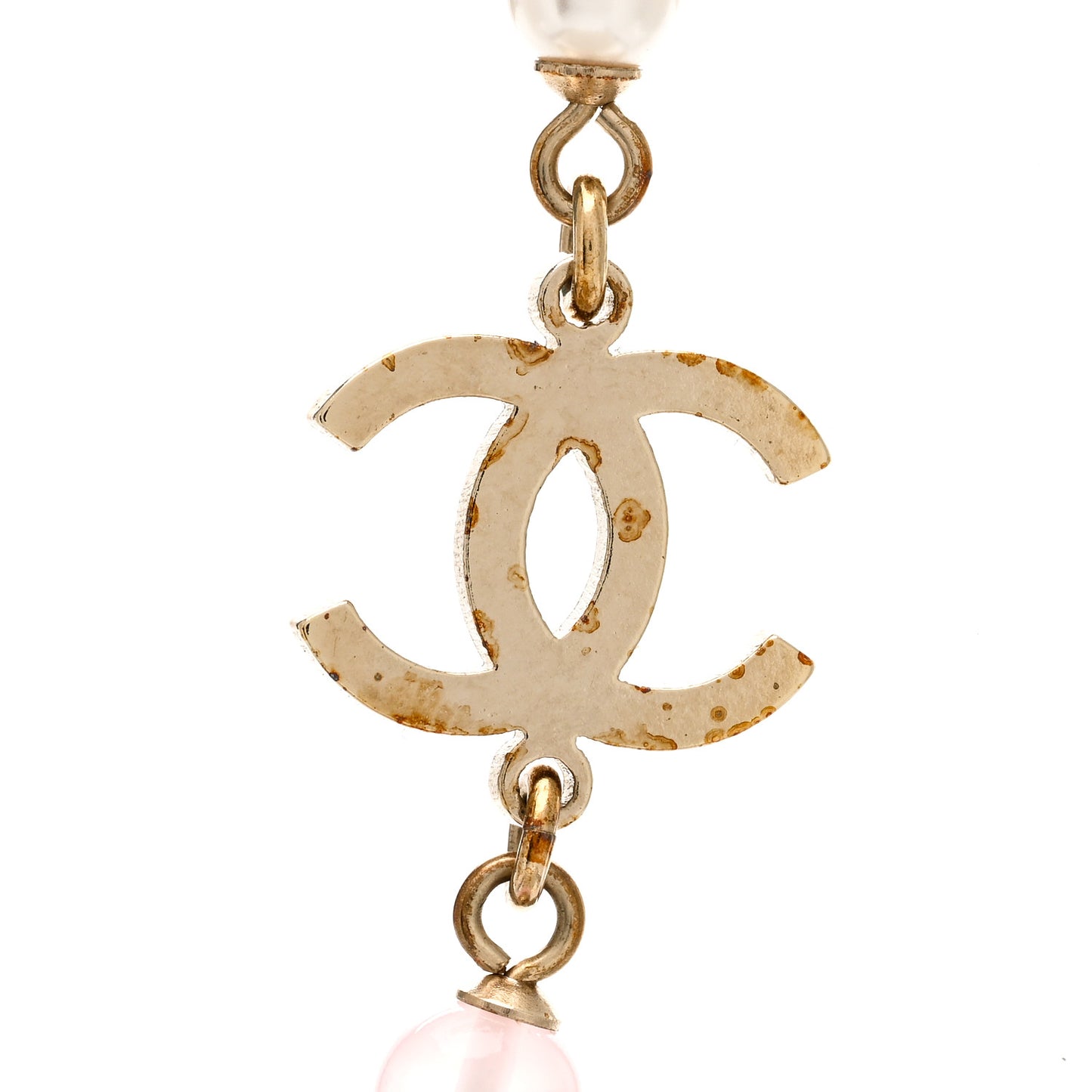 Resin Crystal CC Heart Necklace Pearly White Gold
