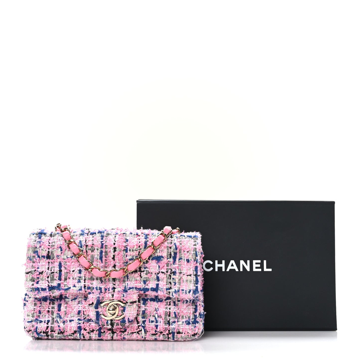Tweed Quilted Mini Rectangular Flap Pink Multicolor