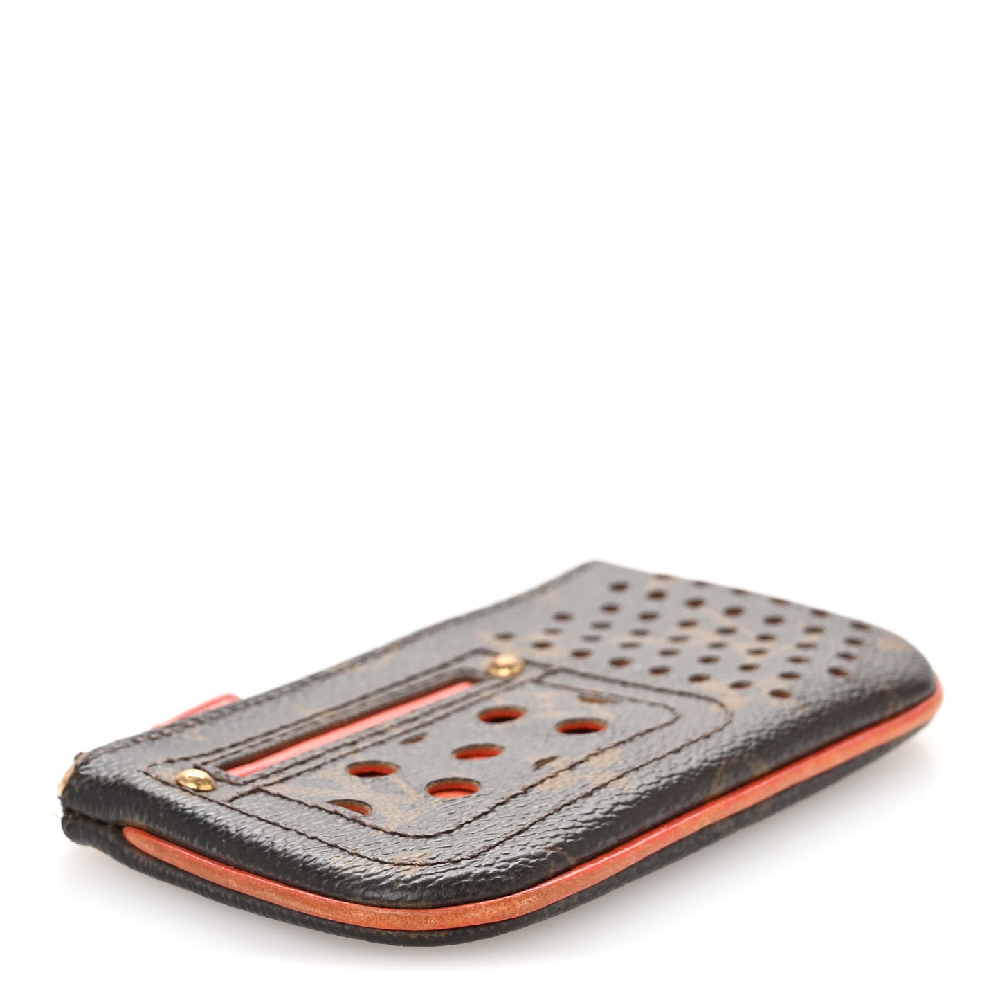 Monogram Perforated Key Pouch Orange