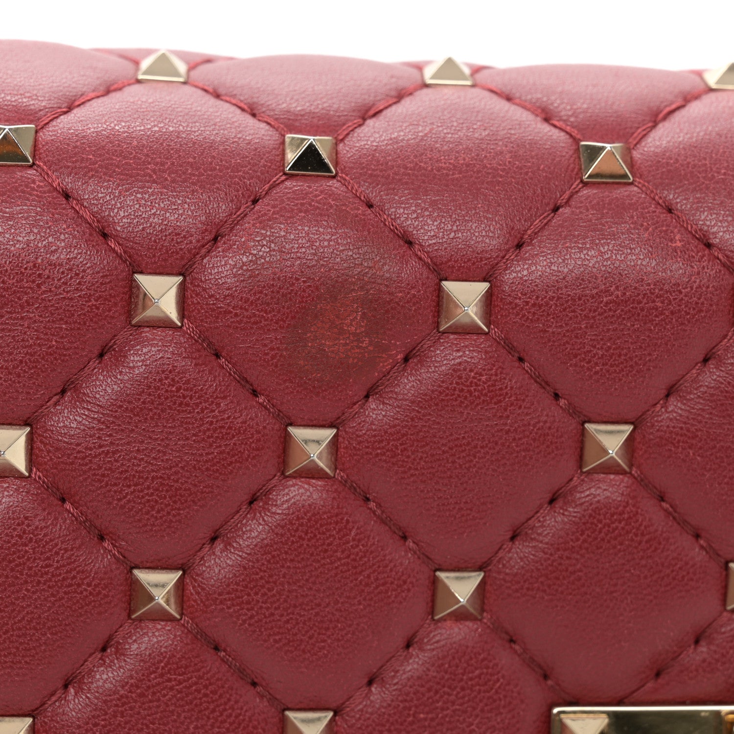 Valentino Garavani Nappa Rockstud Spike Wallet on Chain Rubino 10 of 11
