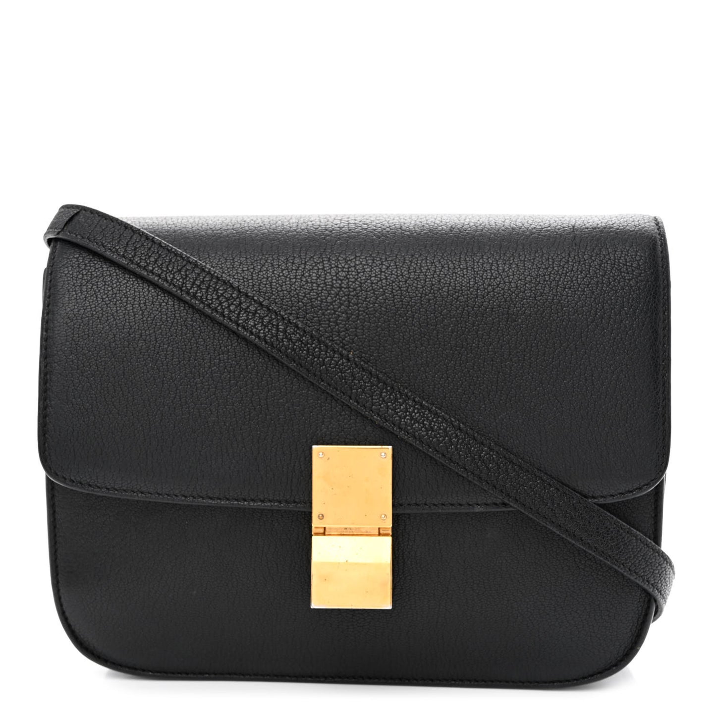 Liege Calfskin Medium Classic Box Flap Bag Black
