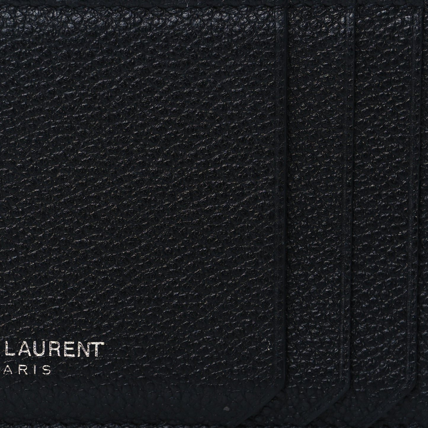 Grained Calfskin 5 Fragments Zip Pouch Card Holder Black