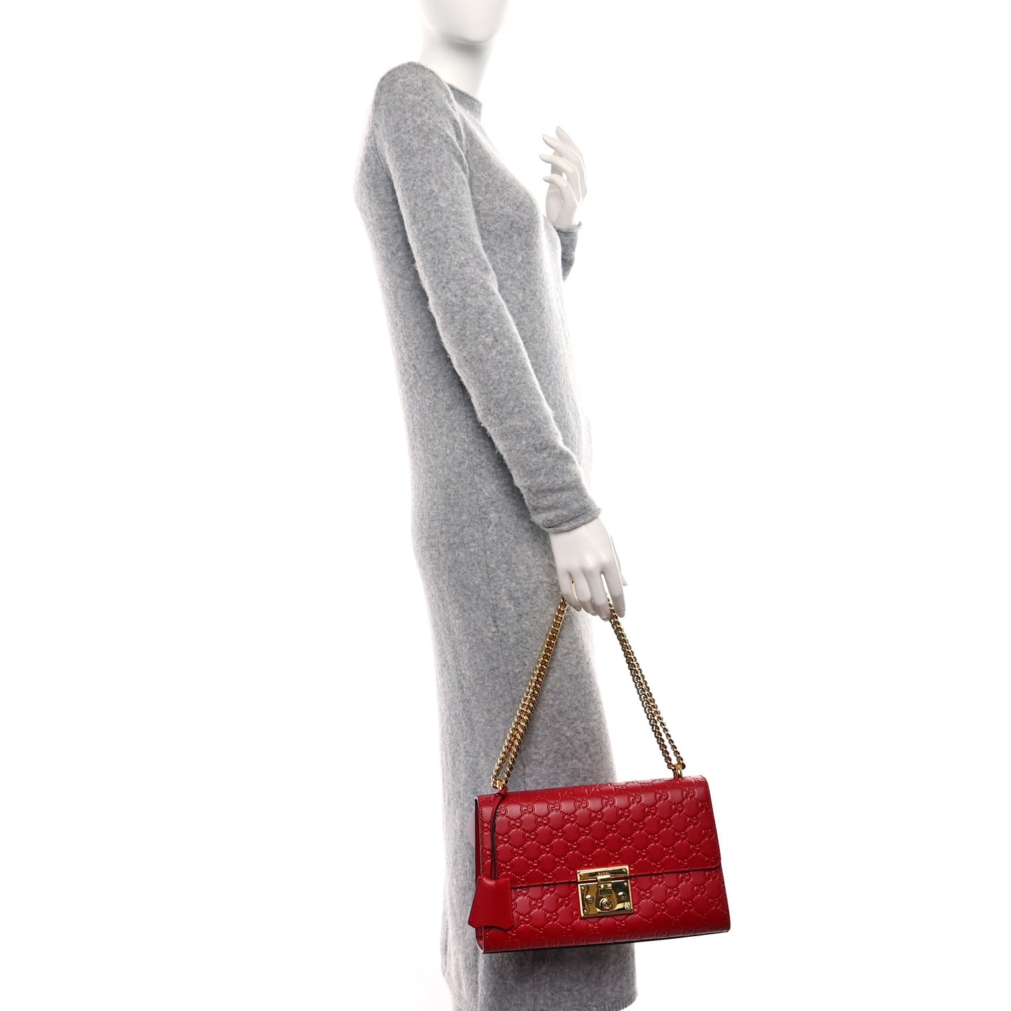 Guccissima Medium Padlock Shoulder Bag Hibiscus Red