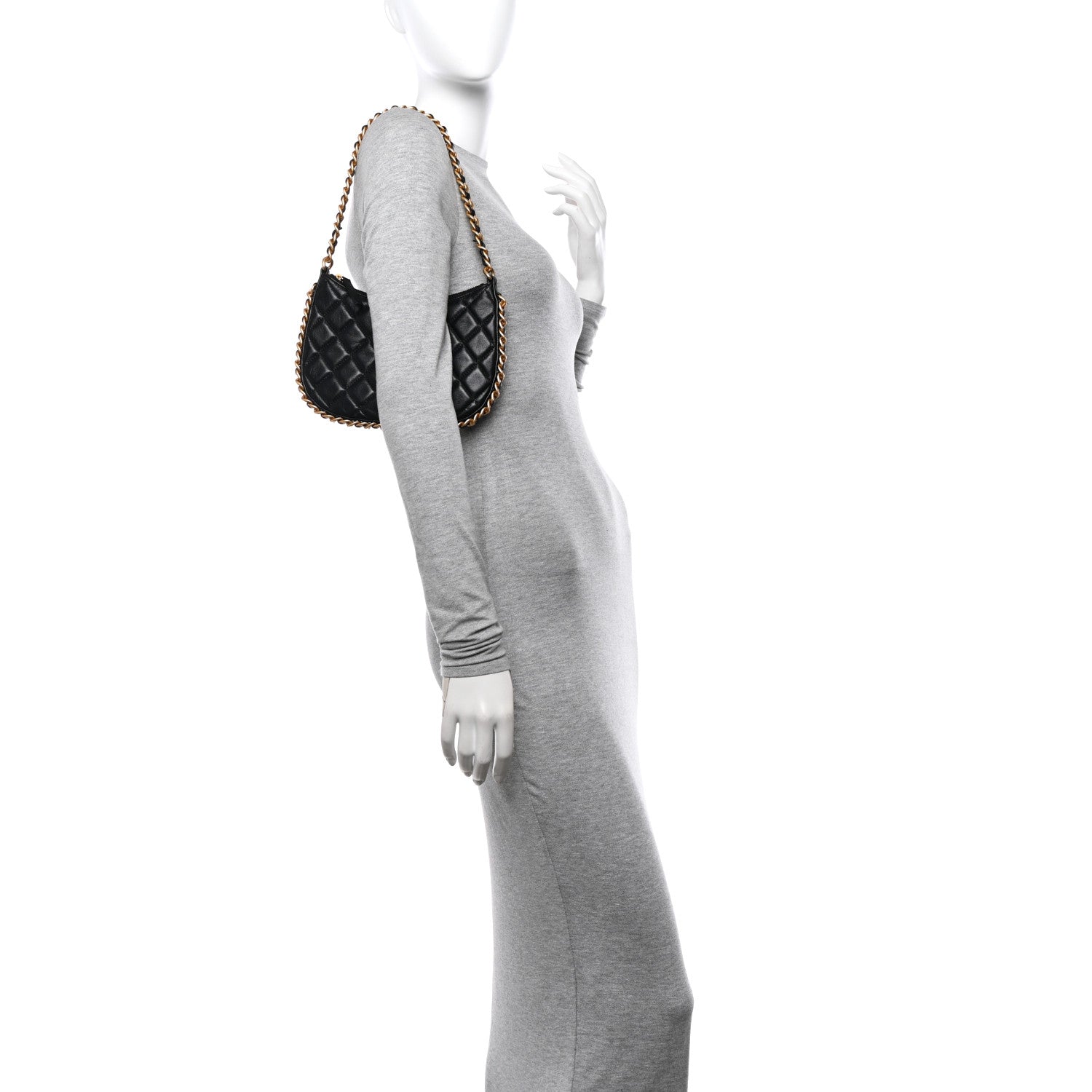 Chanel Shiny Crumpled Lambskin Quilted Trendy Chain Around Hobo Black 2 of 10