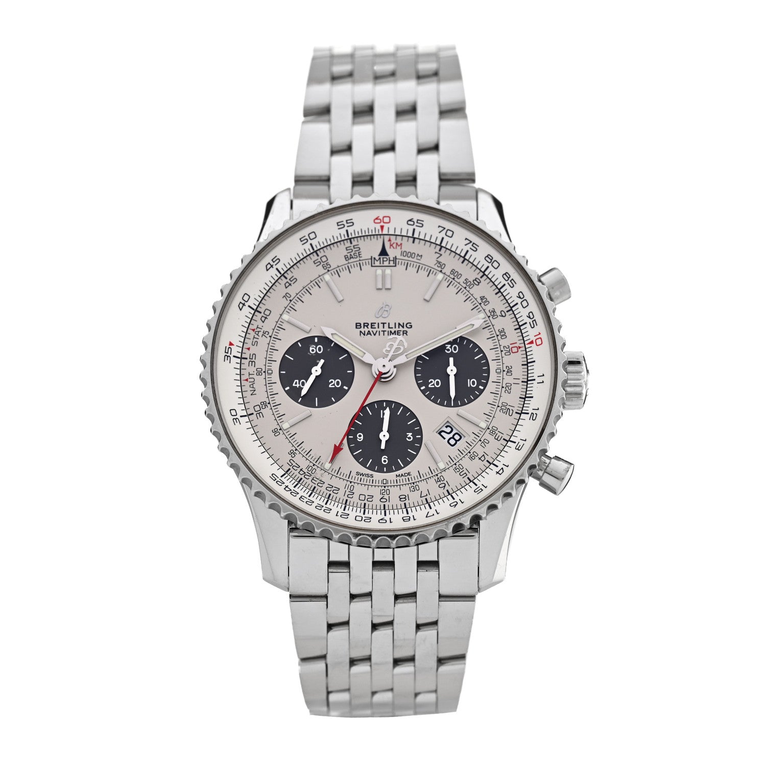 Breitling Stainless Steel 42mm Navitimer Chronograph Automatic Watch White AB0121 1 of 4