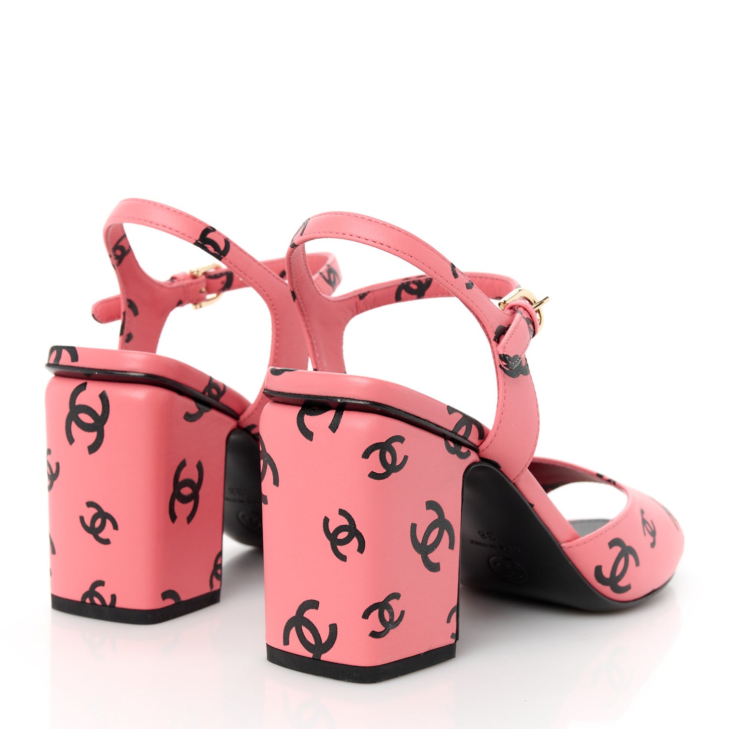 Printed Lambskin Coco Beach Sandals 38 Pink Black
