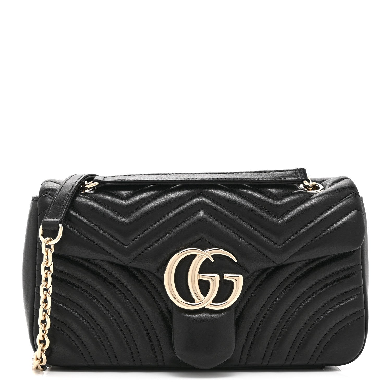 GUCCI バッグ Gucci Lambskin Matelasse Medium GG Marmont Shoulder Bag Black
