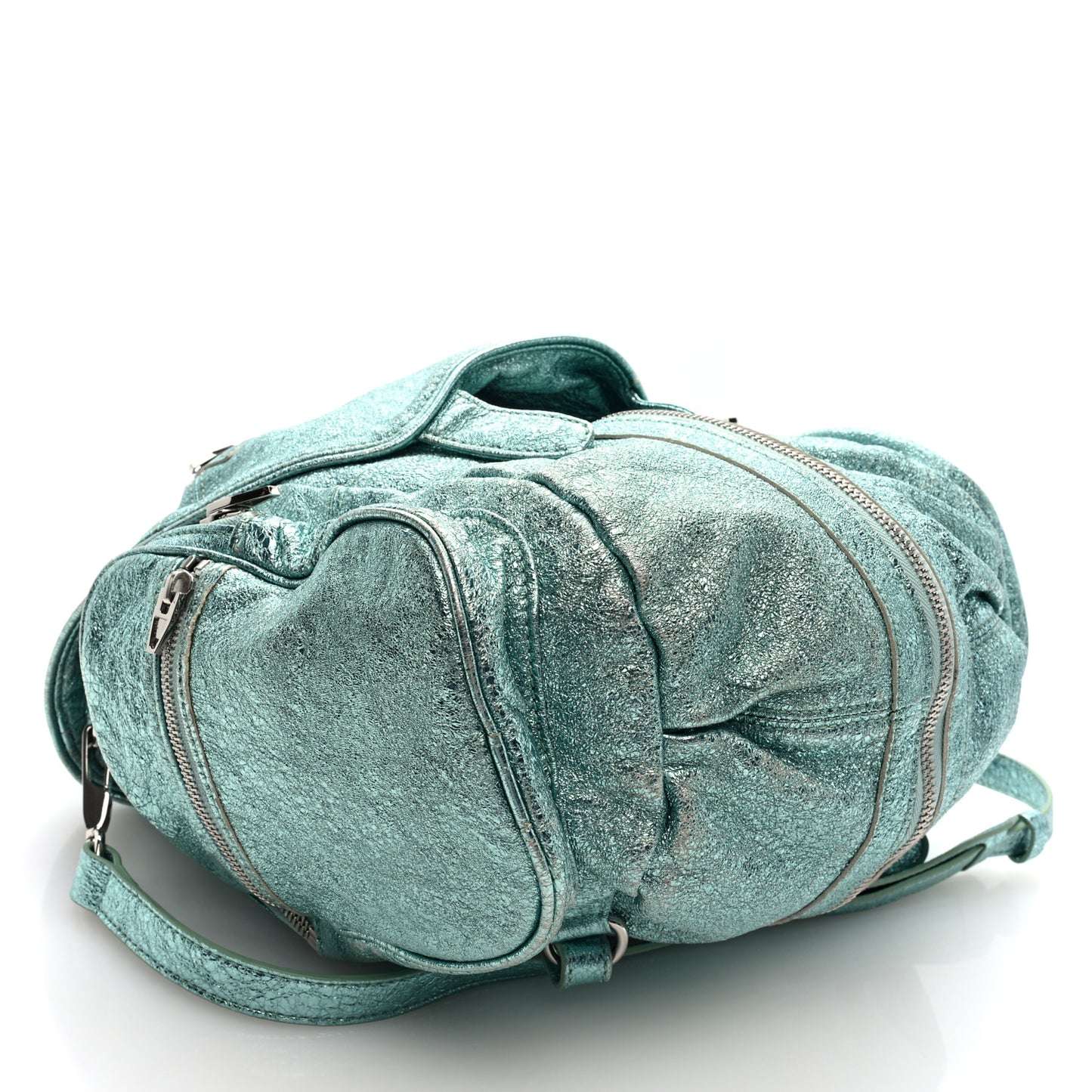 Metallic Calfskin Marti Backpack Bag Light Blue Rhodium Hardware