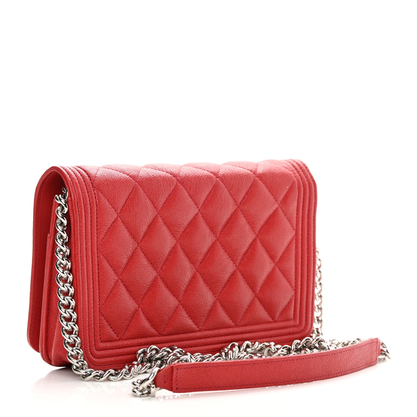 Caviar Quilted Boy Wallet On Chain WOC Red