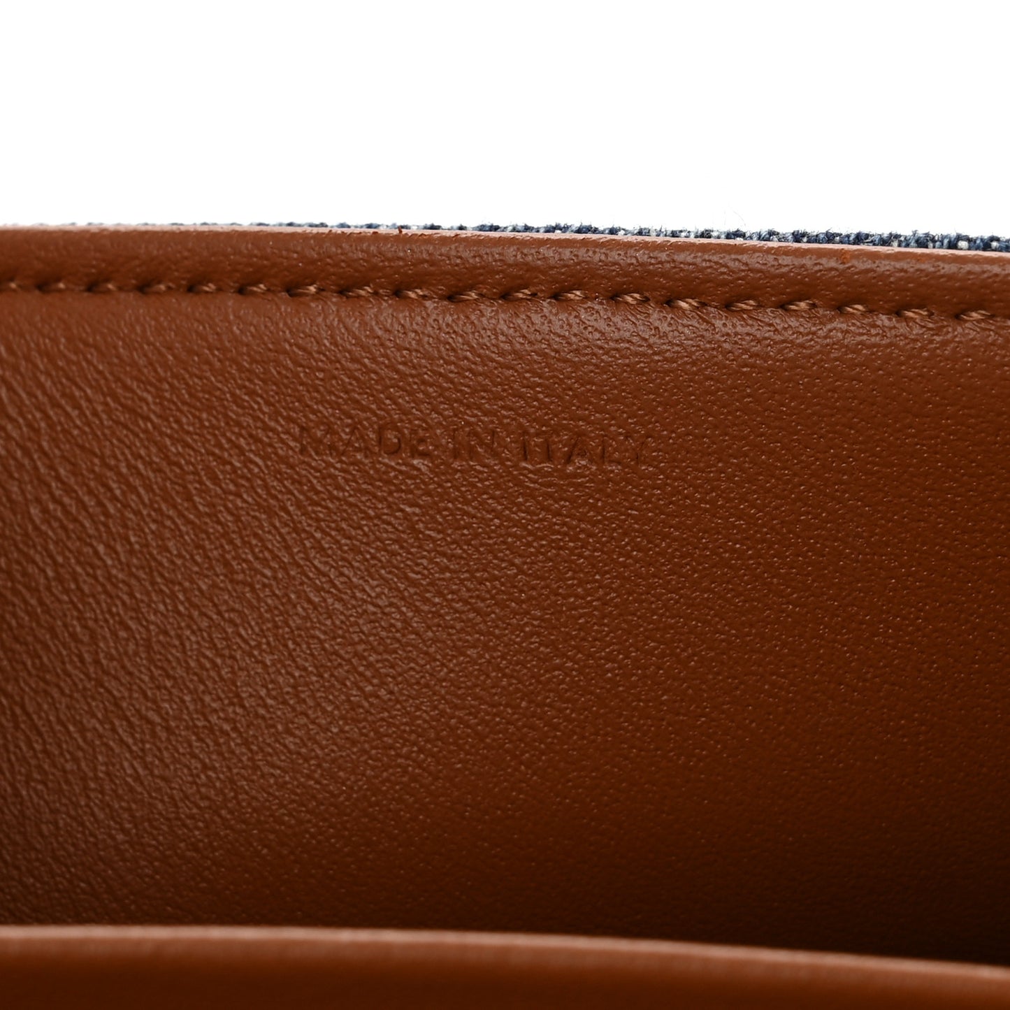 Denim Triomphe Chain Shoulder Bag Navy Tan