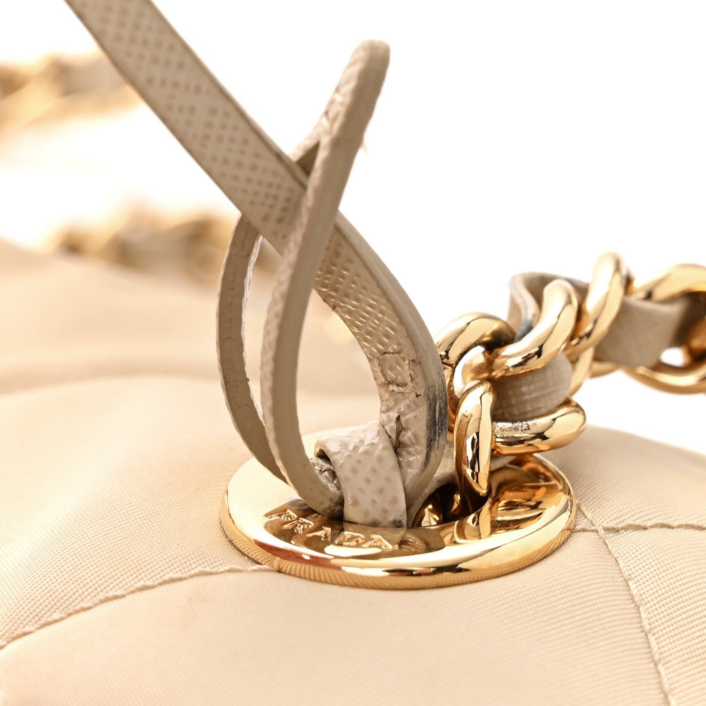 Re-Nylon Stitched Re-Edition 1995 Chaine Small Tote Bag Desert Beige