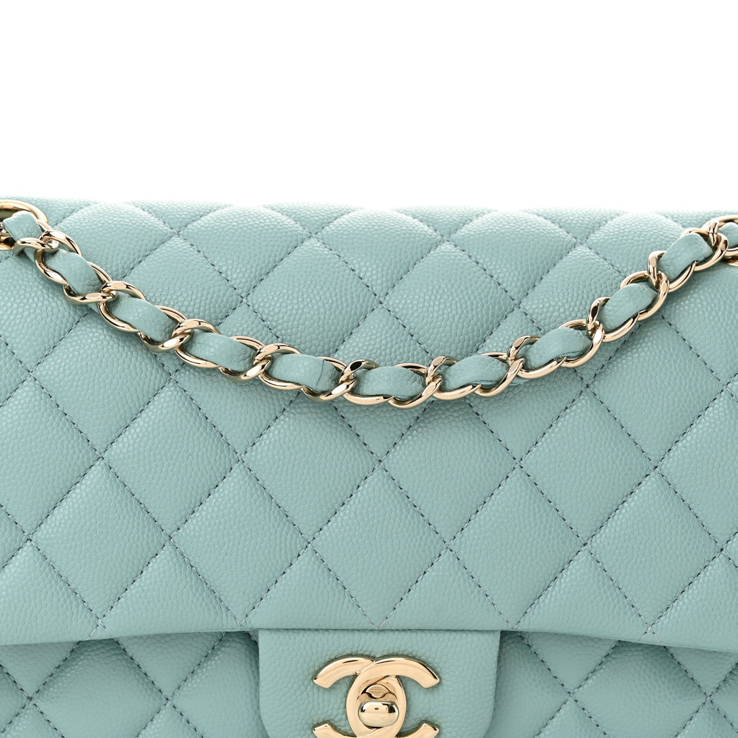 Chanel Caviar Quilted Medium Double Flap Light Blue 8 of 12