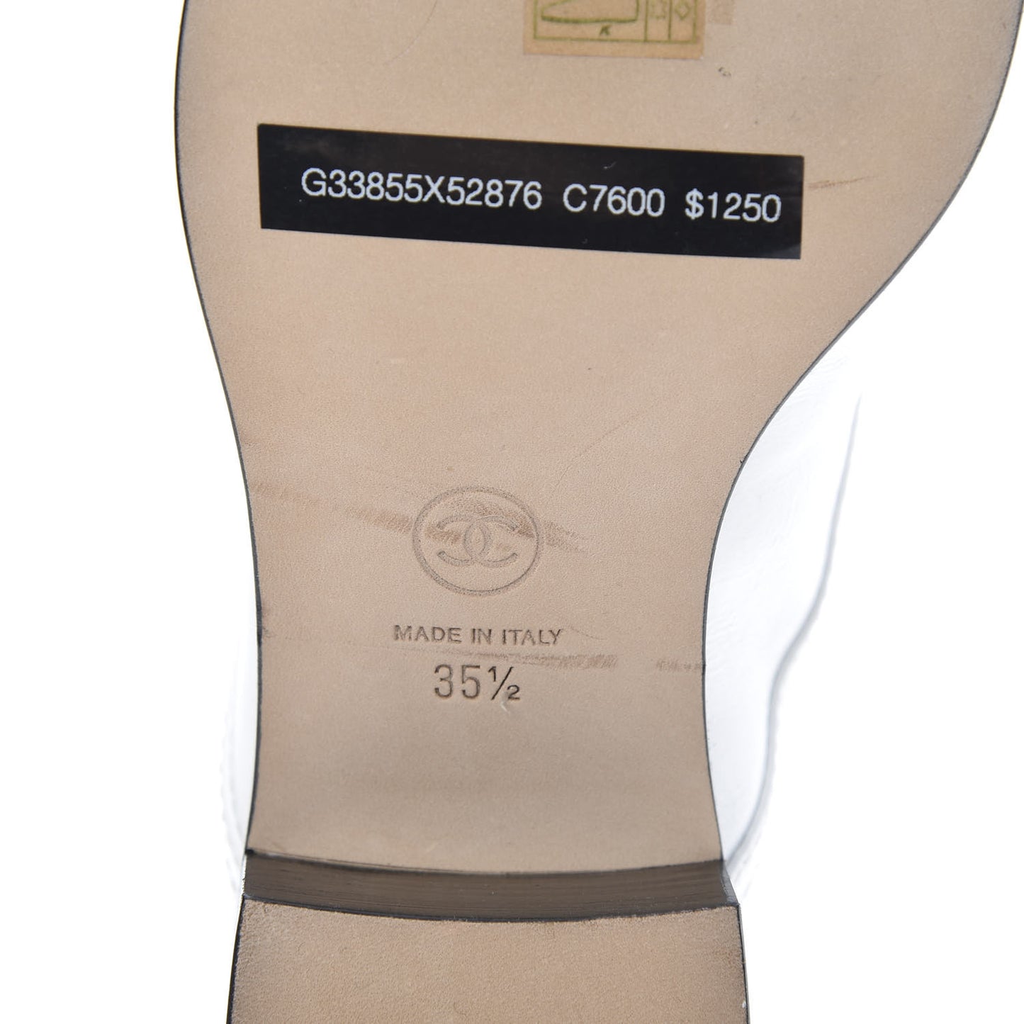 Patent Calfskin CC Lace Up Boots 35.5 White Black