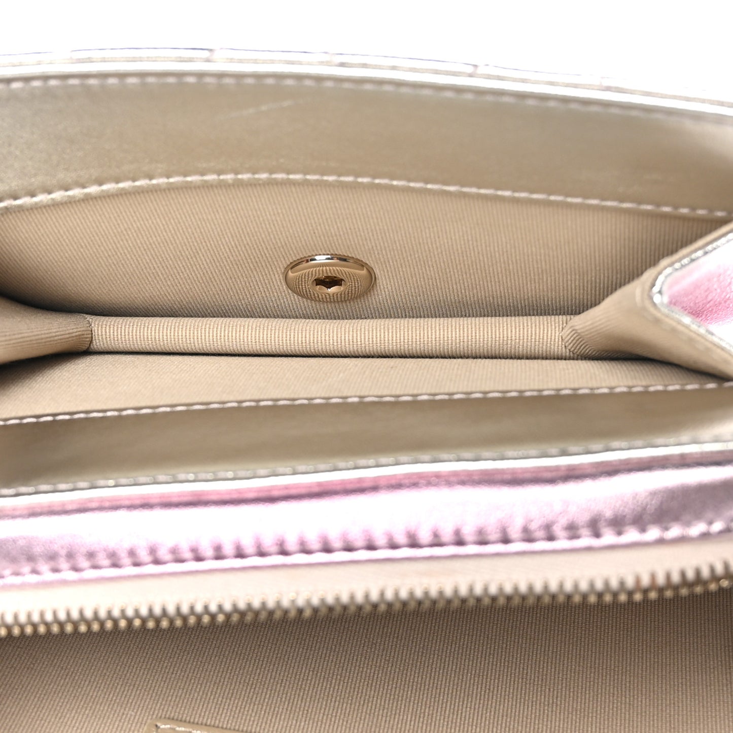 Metallic Lambskin Like A Wallet Flap Golden Pink