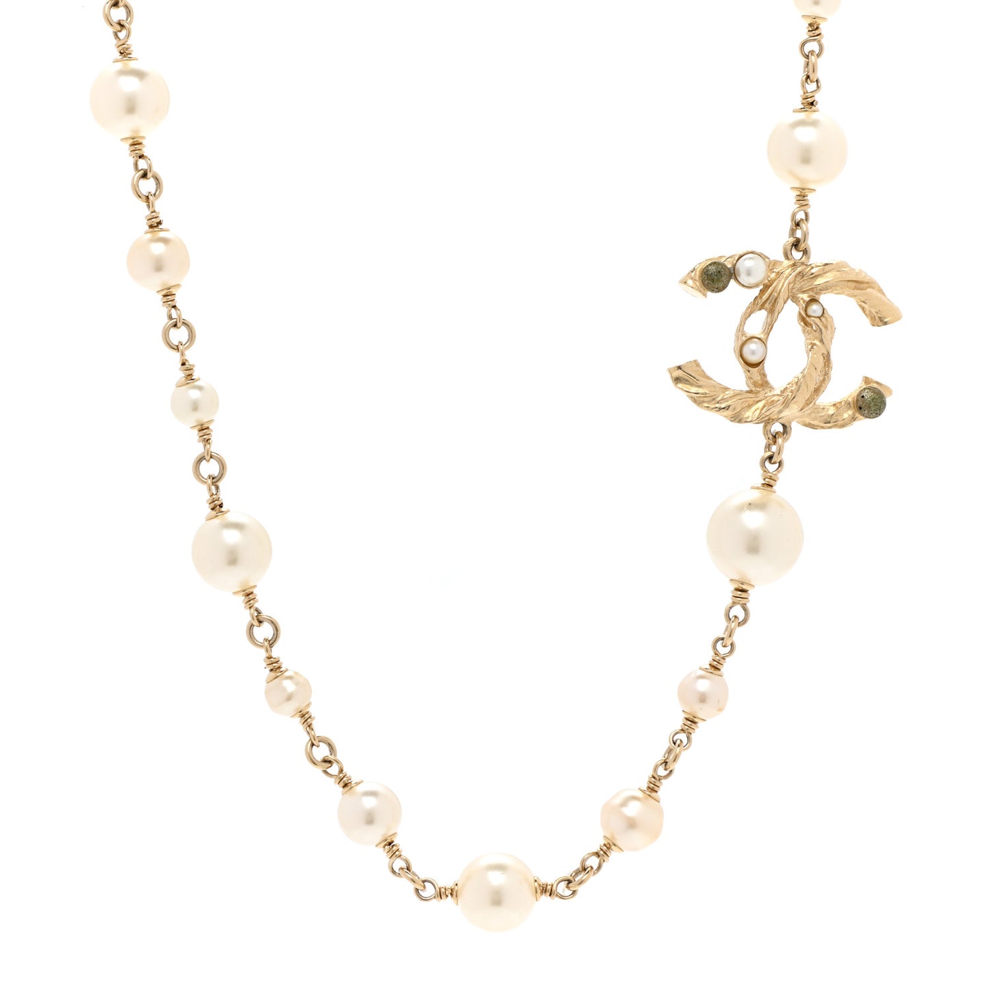 Pearl Resin Twisted CC Necklace Gold