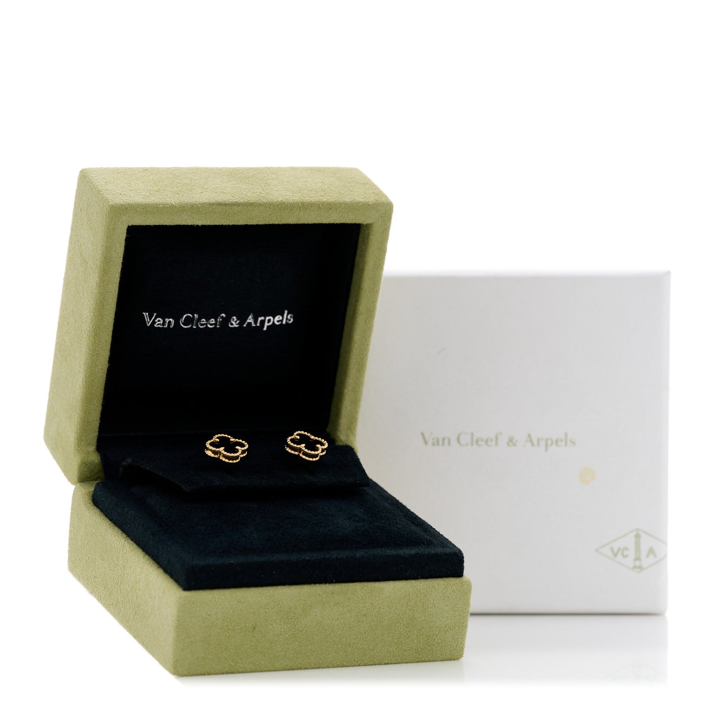 18K Yellow Gold Black Onyx Sweet Alhambra Earrings