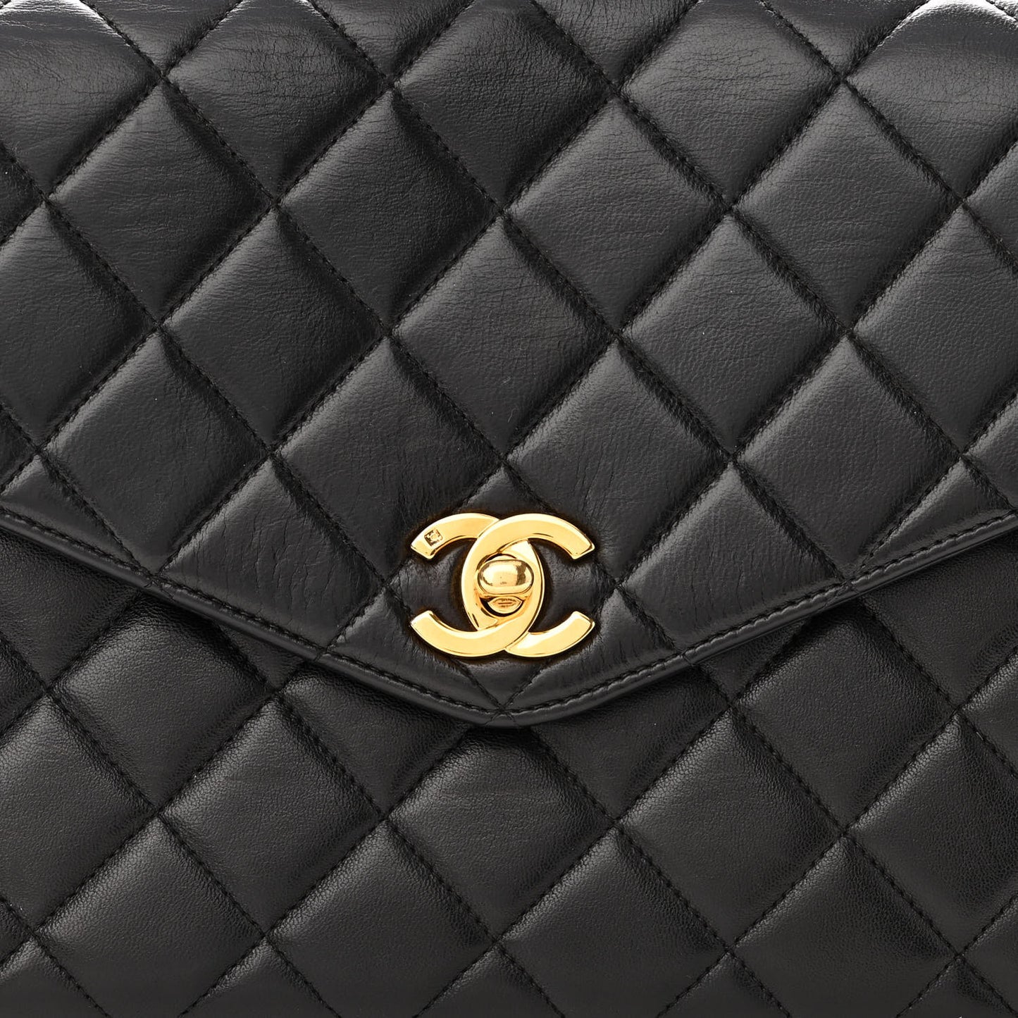 Lambskin Quilted CC Flap Shoulder Bag Black