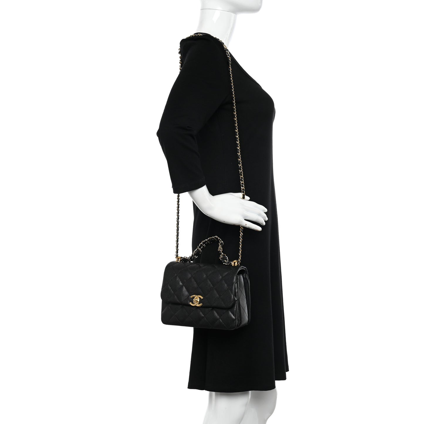 Caviar Quilted Coco First Flap Black