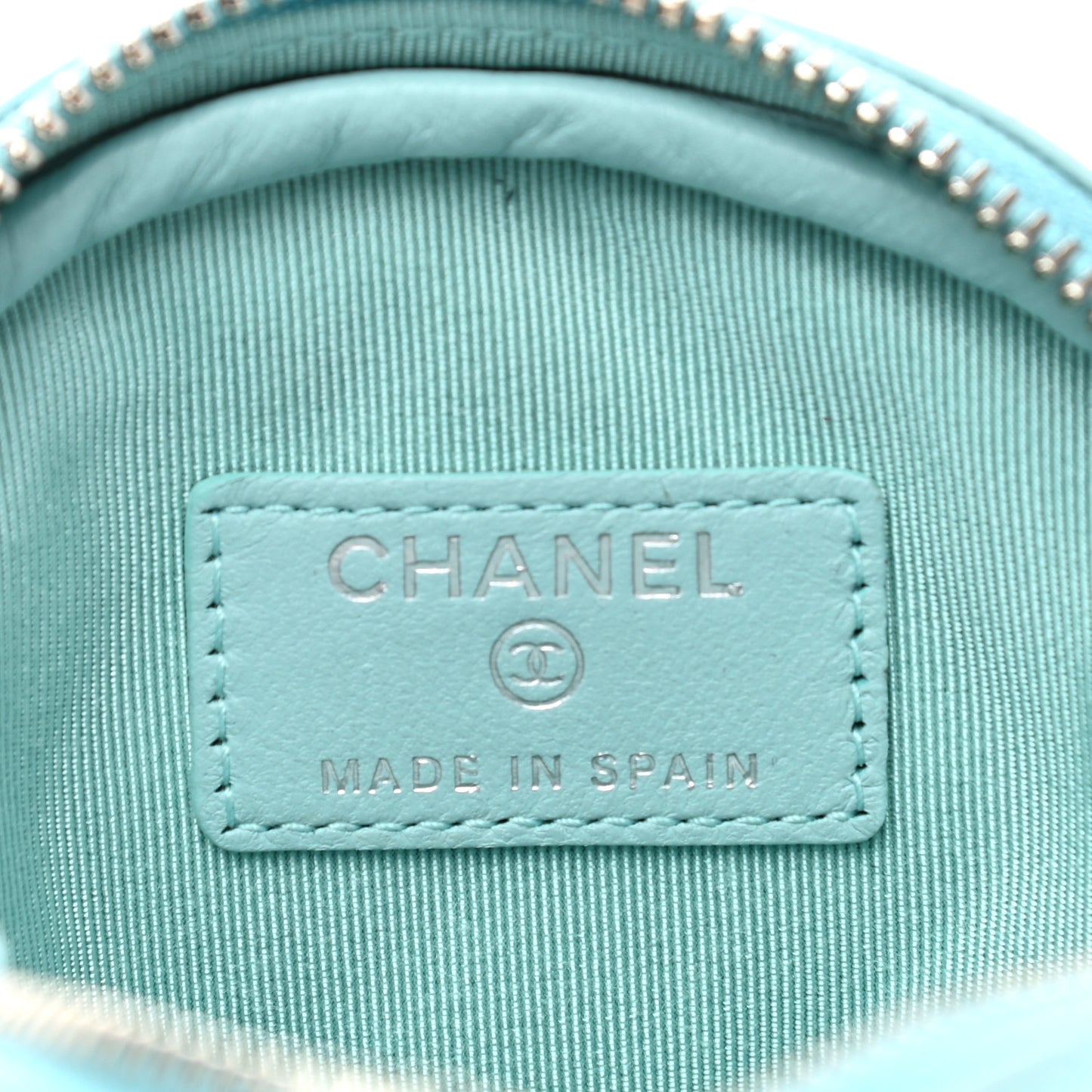 Lambskin Quilted Zip Around Classic Coin Purse Light Blue