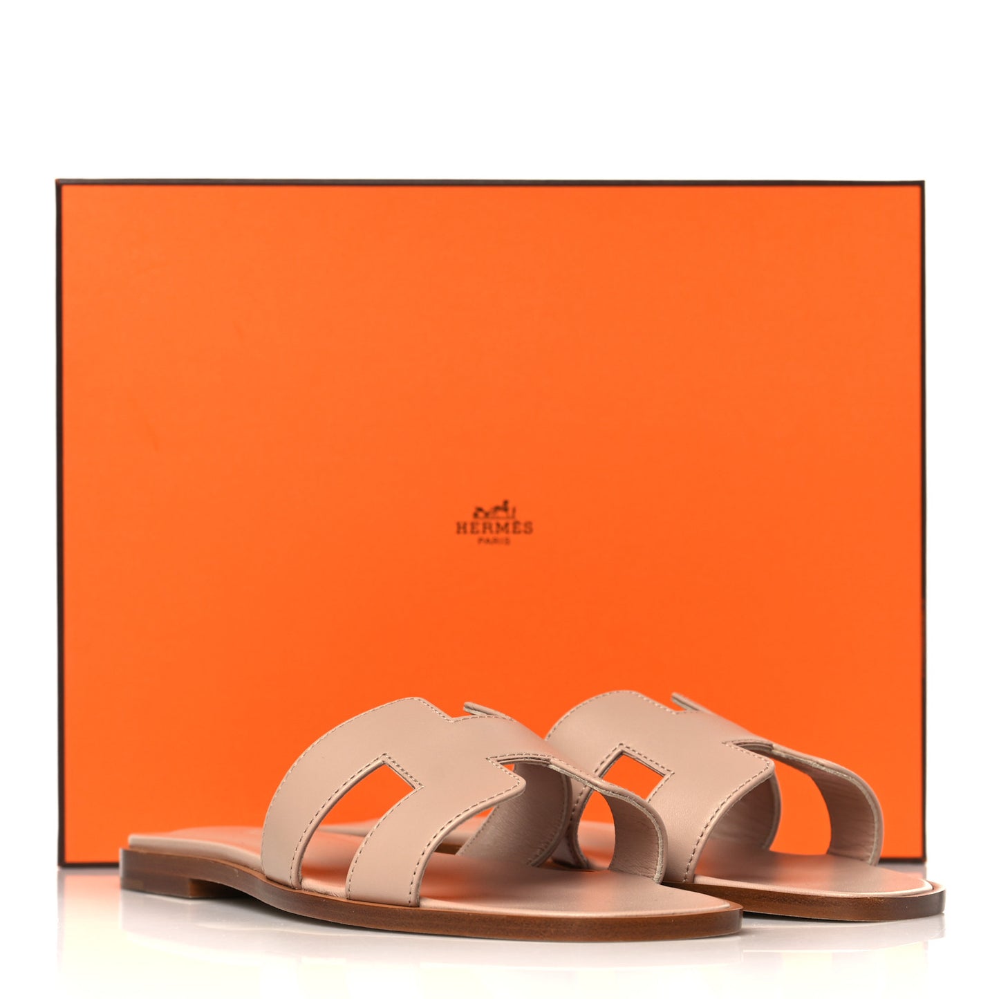 Box Calfskin Oran Sandals 37 Beige Nude